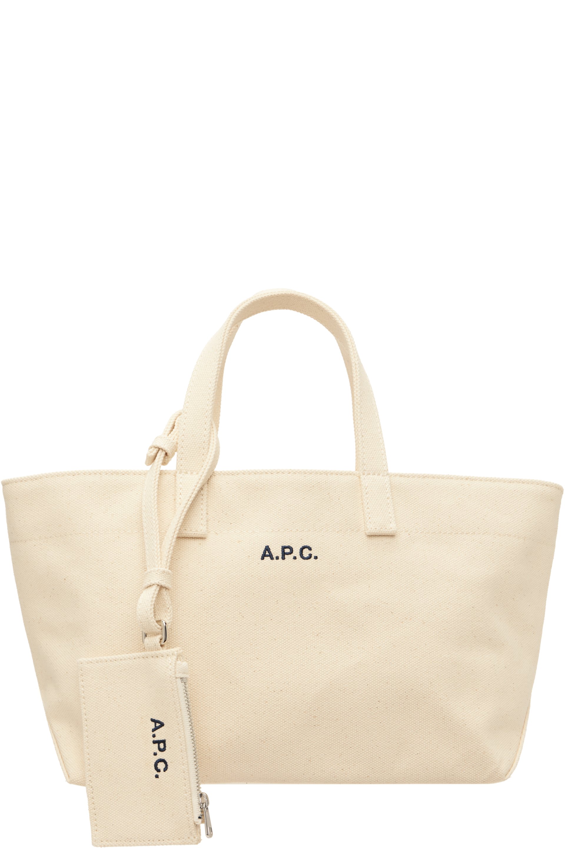 A.P.C. - Petit cabas 'Le Drummer' blanc cassé en canevas