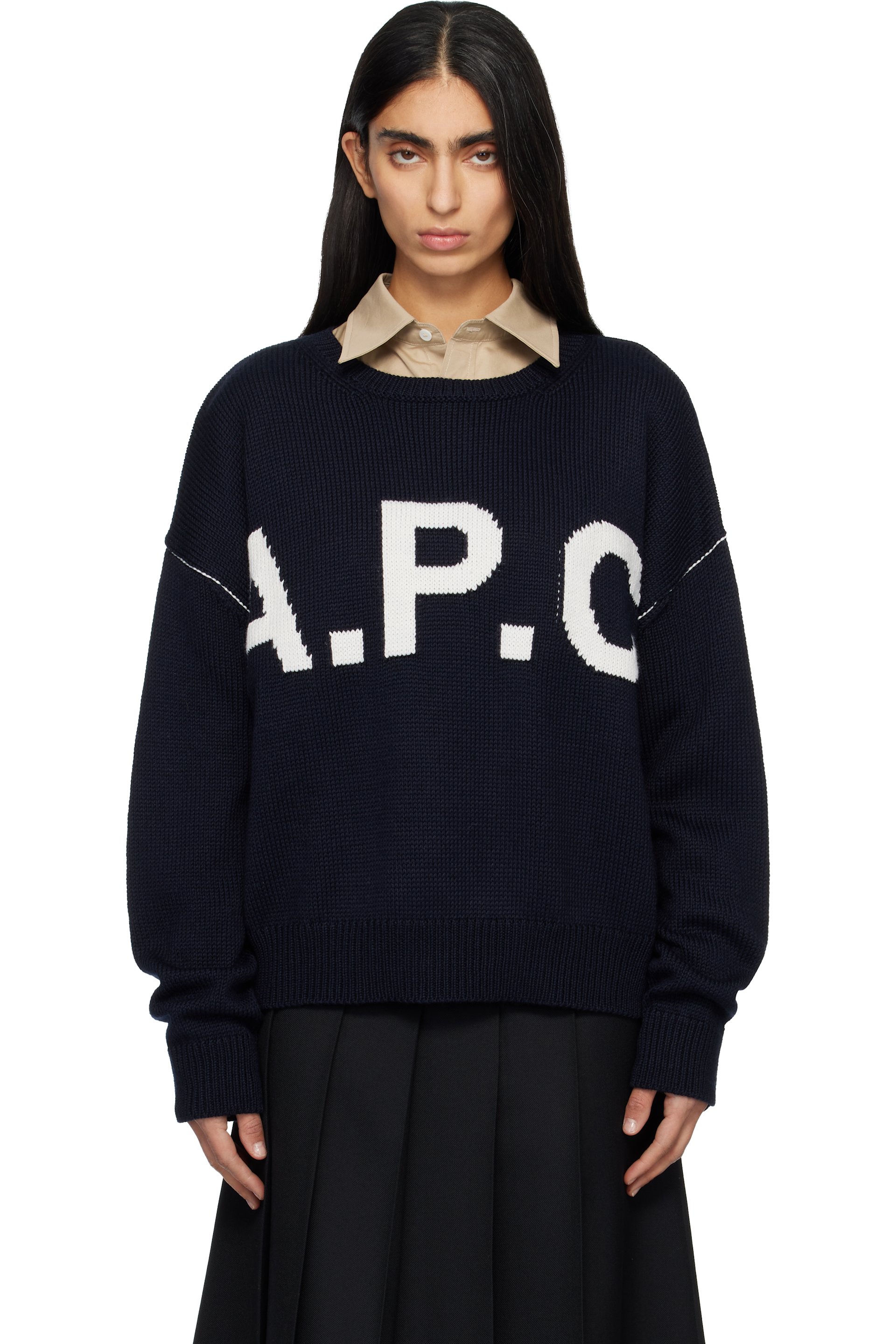 A.P.C. - Navy Logo 'A.P.C' Sweater
