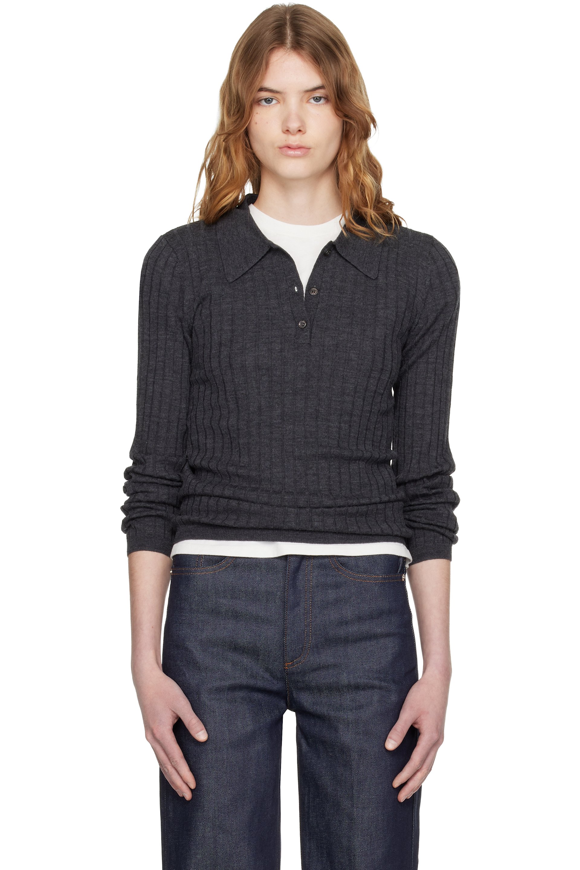 A.P.C. - Polo gris en laine