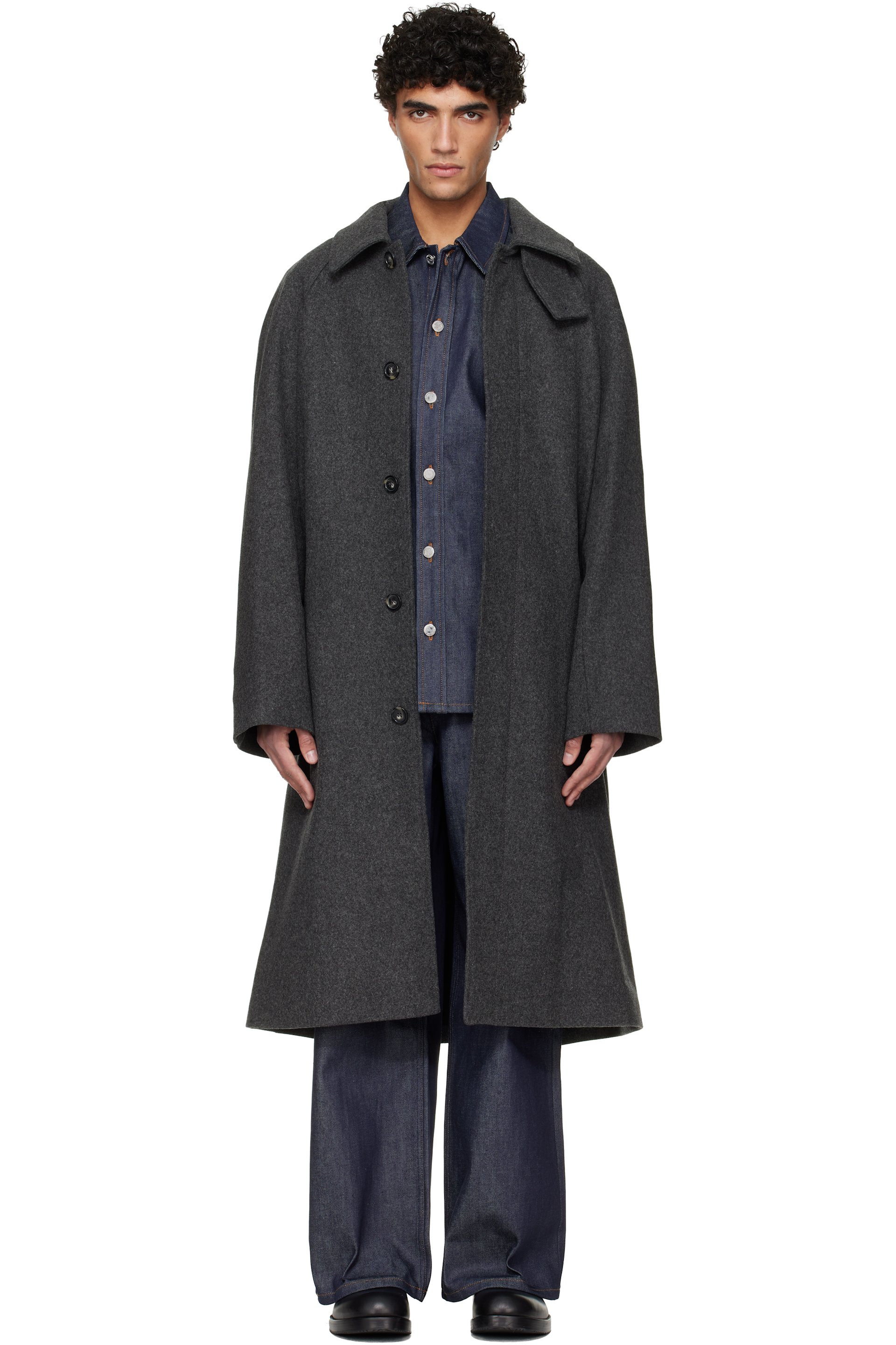 Gray Raglan Sleeve Coat by A.P.C. on Sale Gray Raglan Sleeve Coat by A.P.C. on Sale
