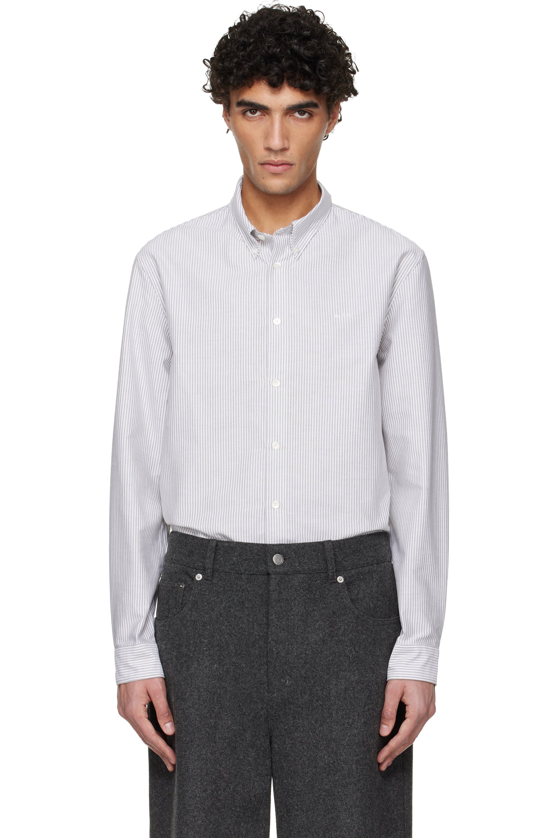 A.P.C. - White & Khaki Greg Shirt