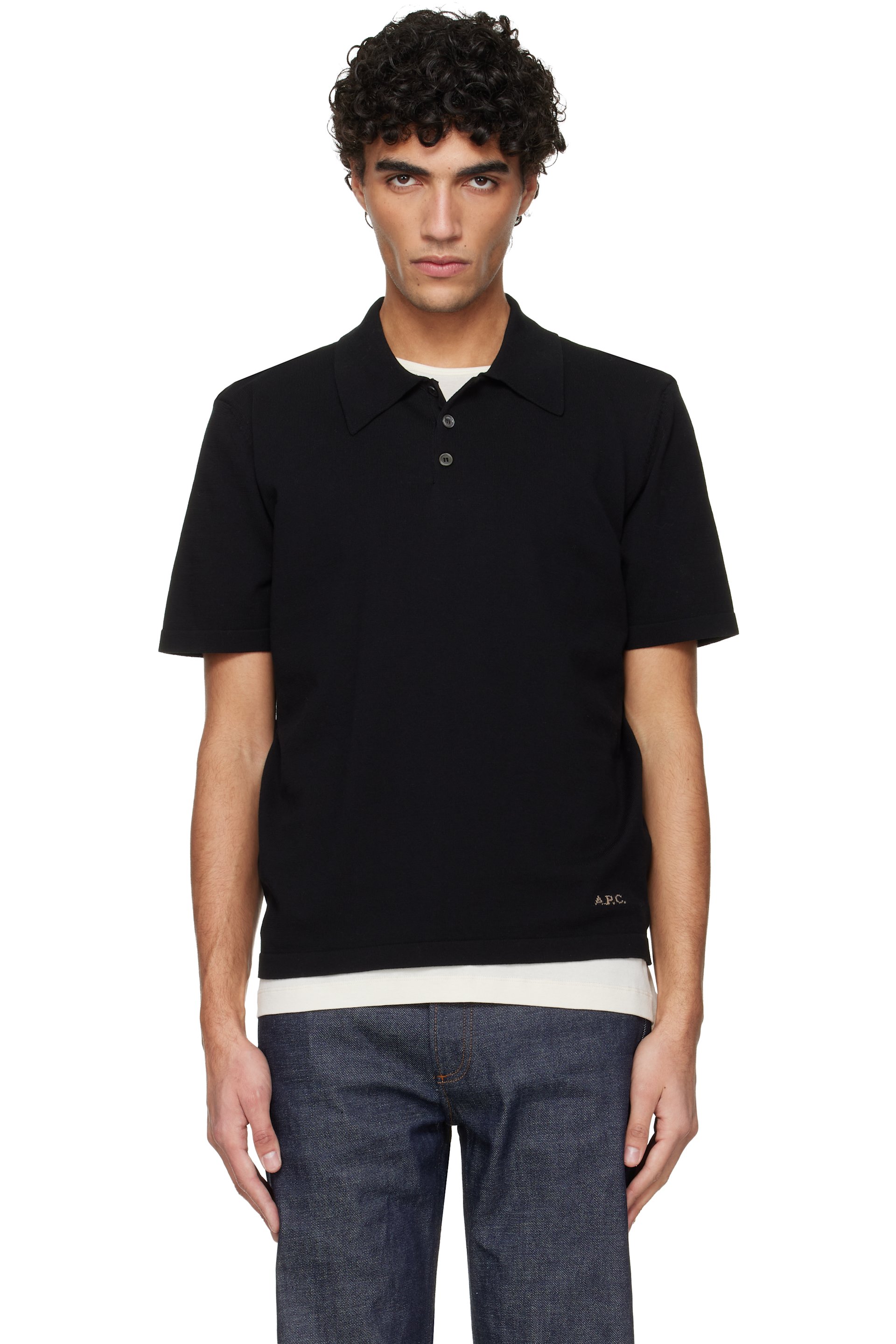 A.P.C. - Black Knit Polo