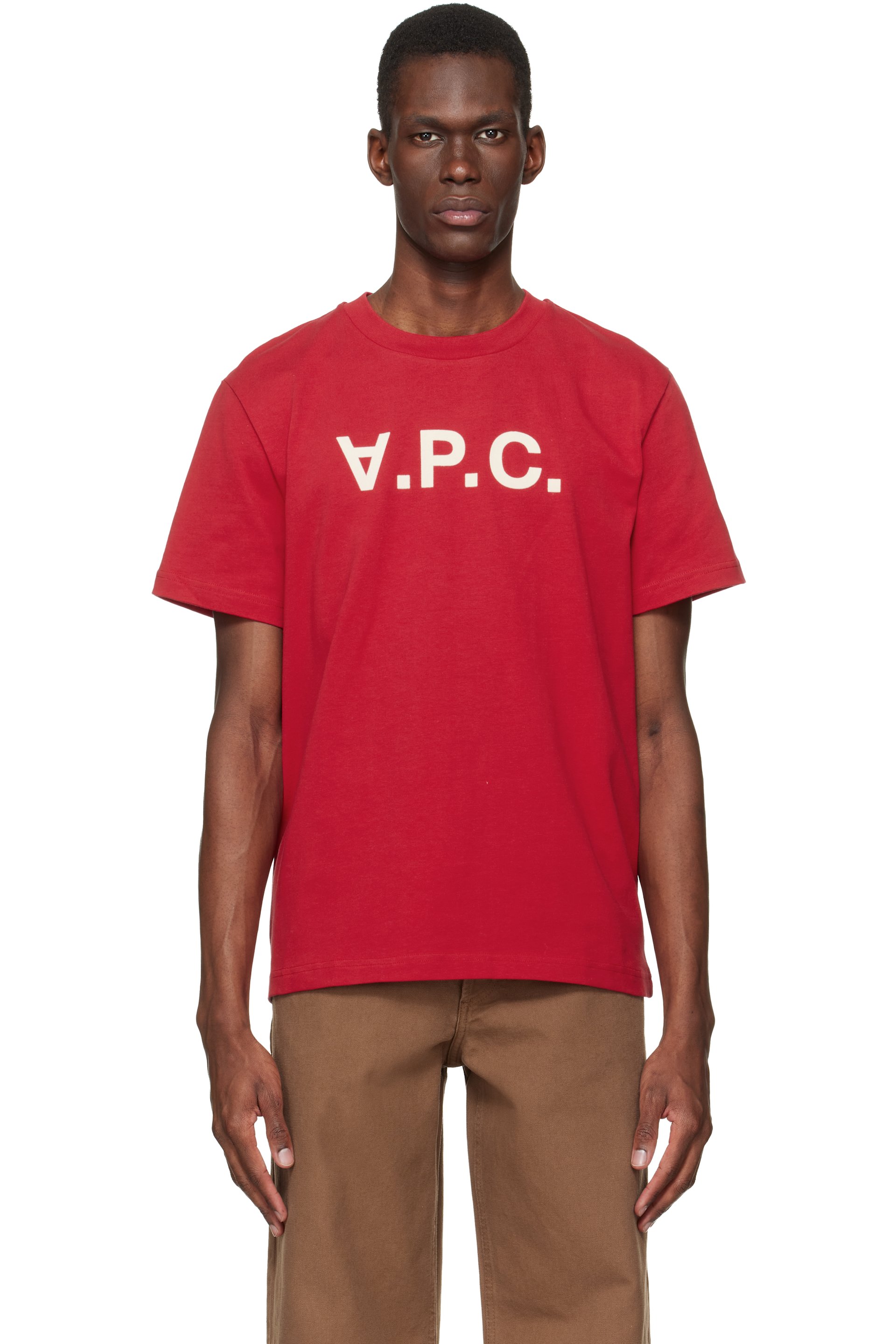 A.P.C. - T-shirt rouge à grand logo V.P.C.