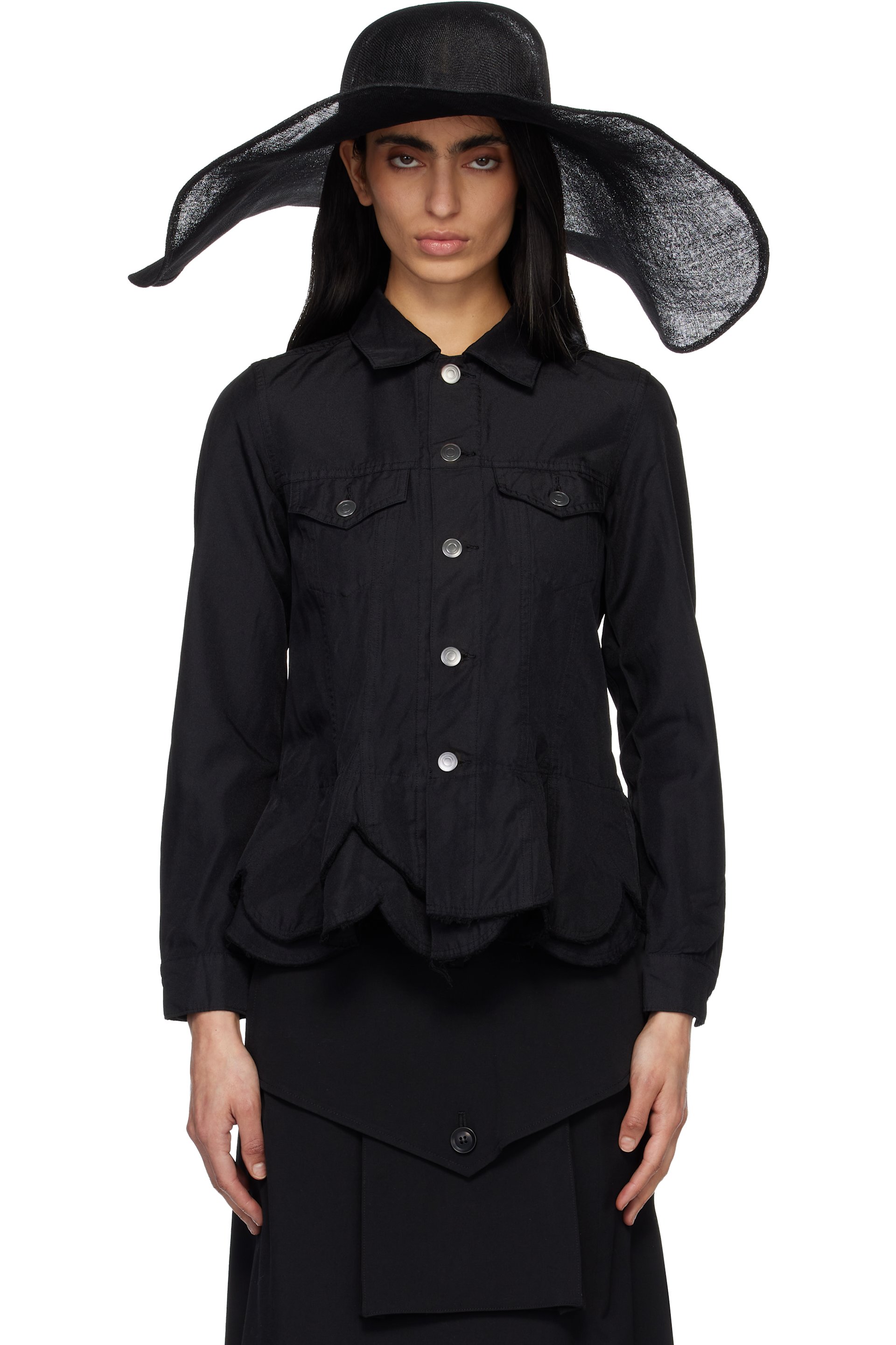 Junya Watanabe - Black Sinamay Cloth Natural Straw Hat