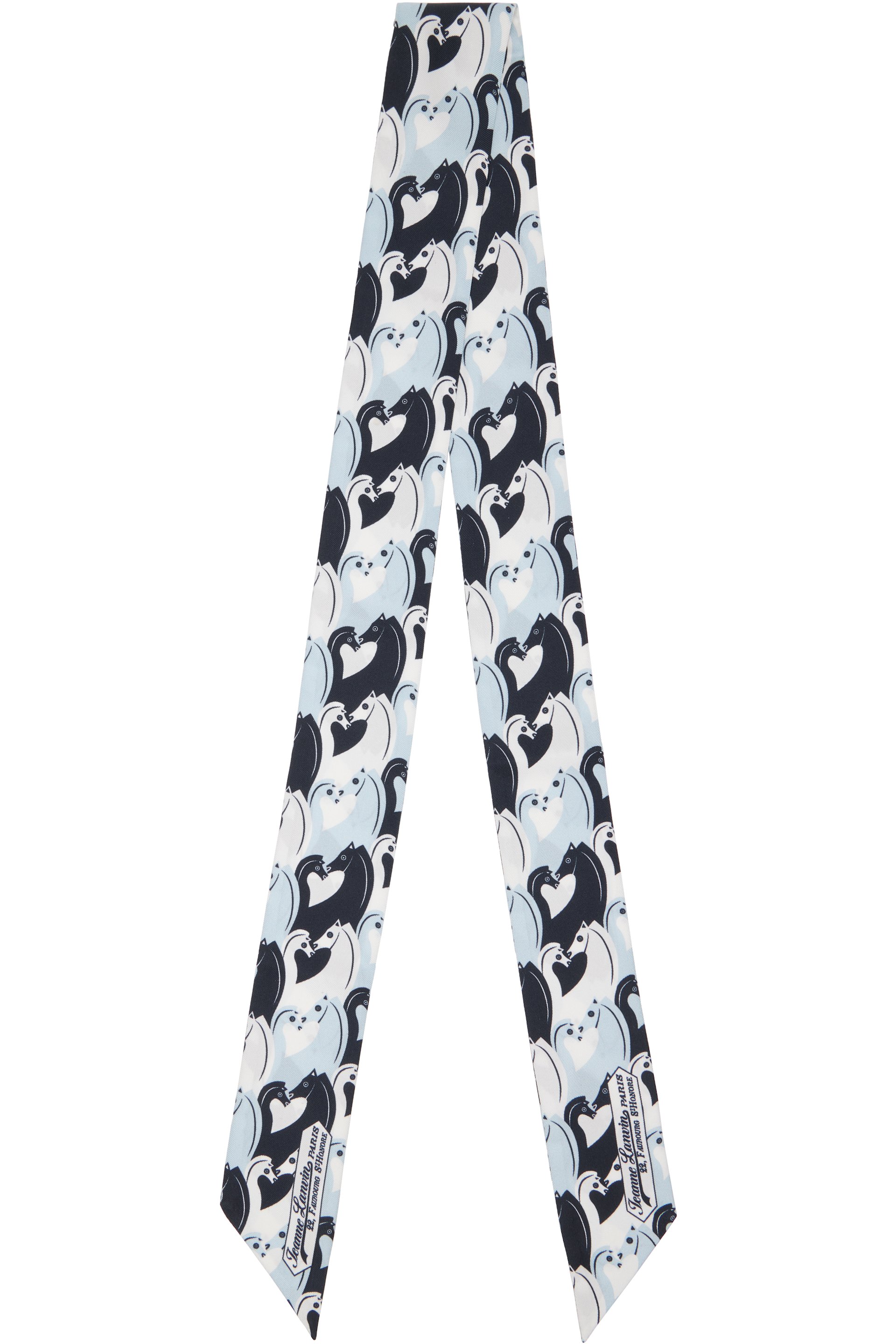 Lanvin - Foulard étroit bleu à image à logo