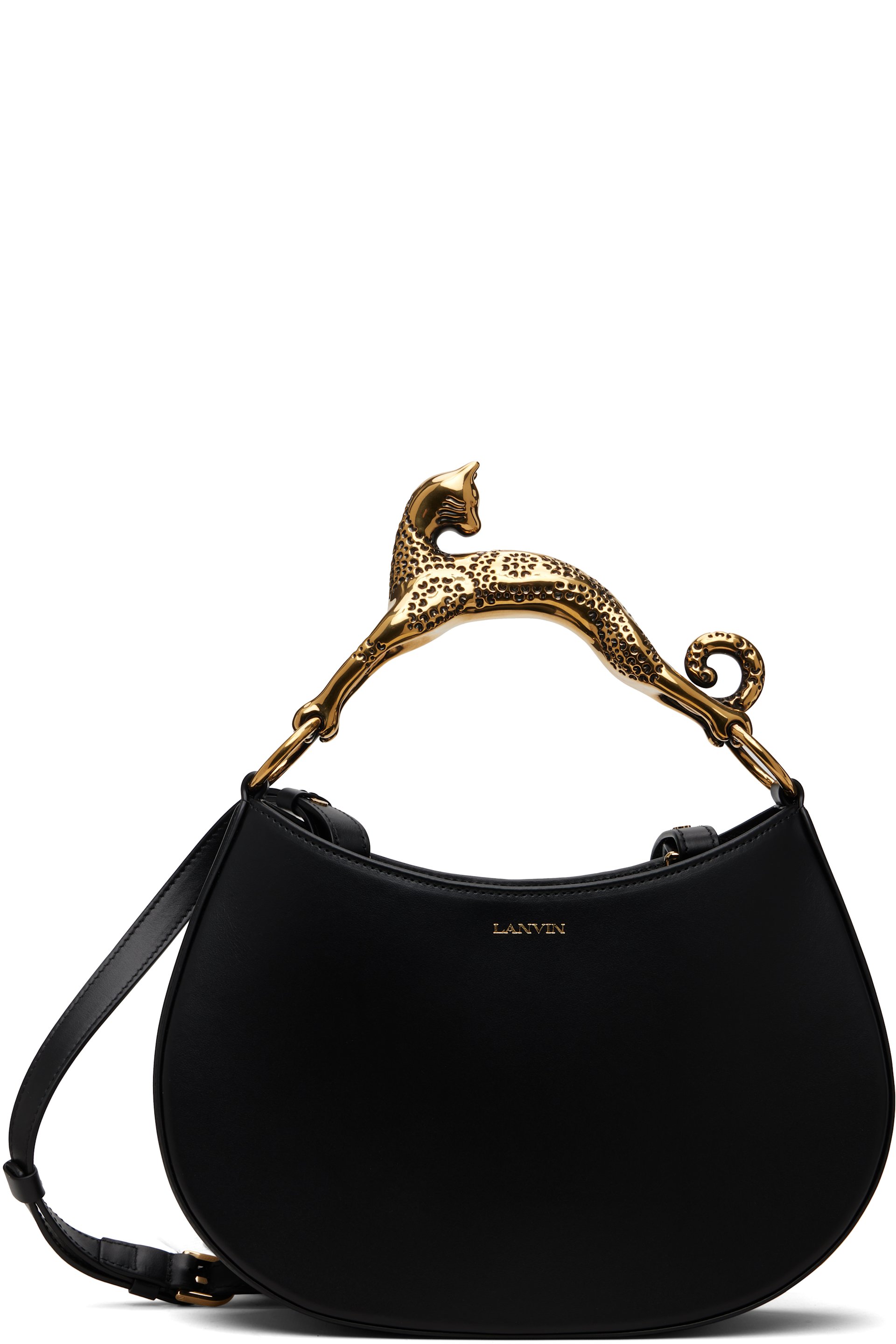 Lanvin - 黑色 Cat Leather 手提包