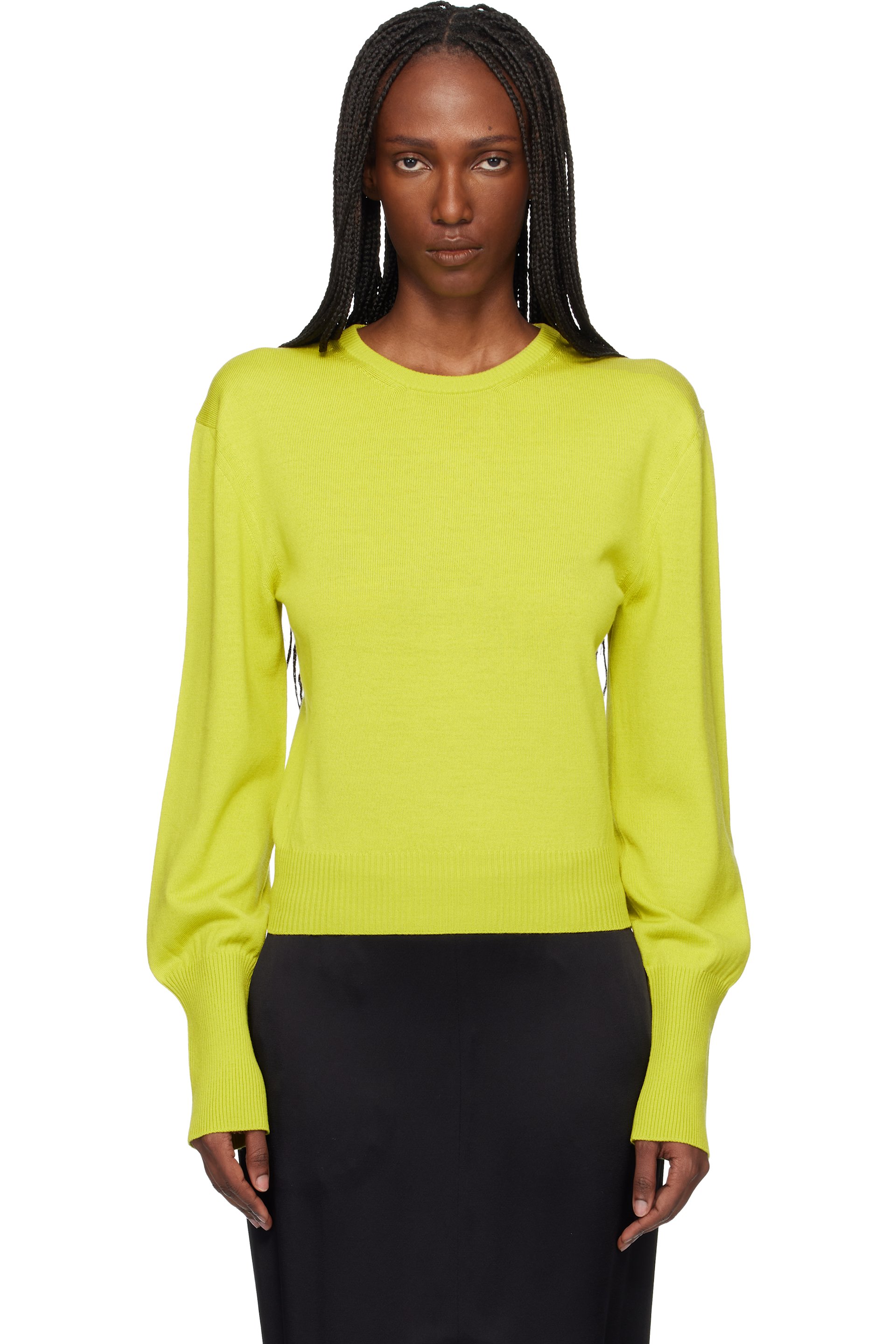 Lanvin - Pull vert en laine à attache à nouer en gros-grain