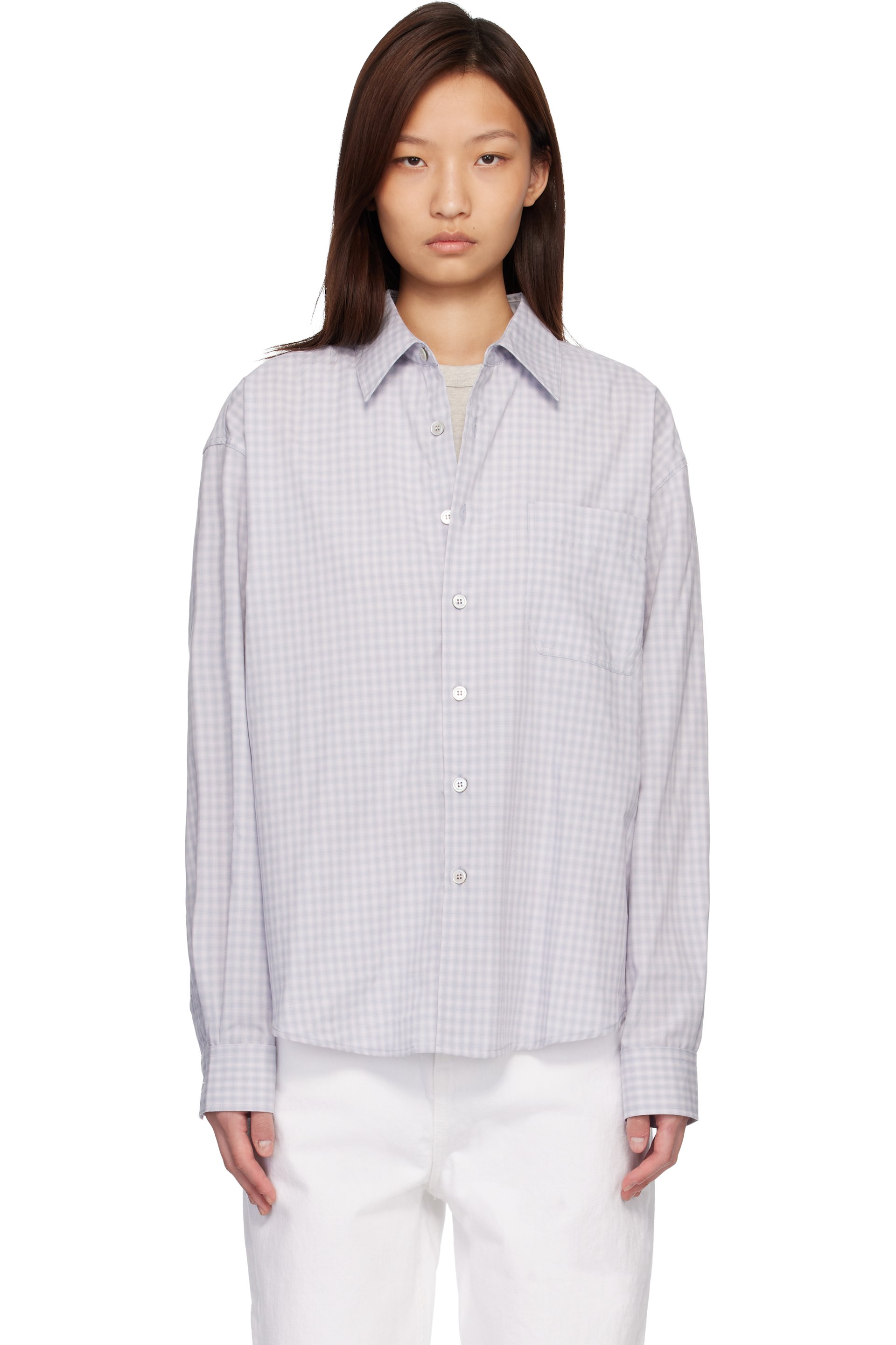 COOR - Chemise bleue ombrée à micro-carreaux