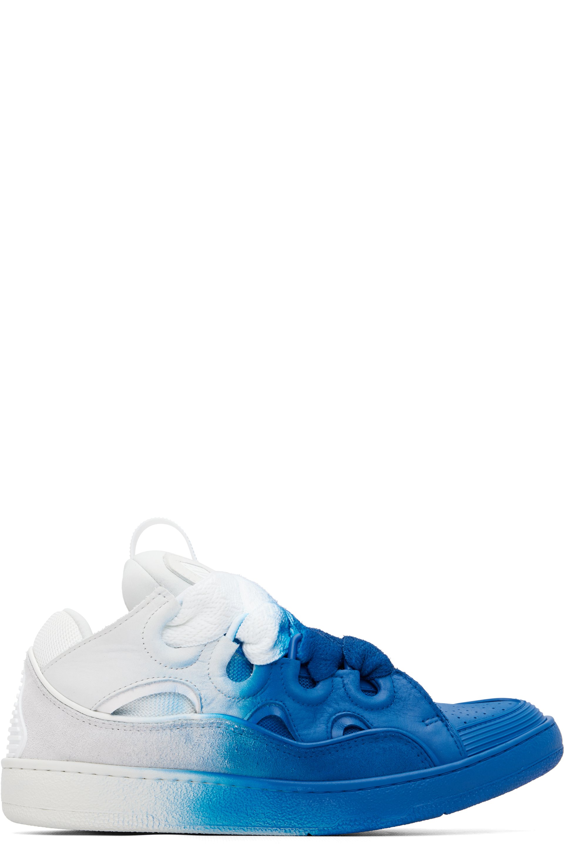 Lanvin - Baskets Curb bleu et blanc cassé à effet aérosol