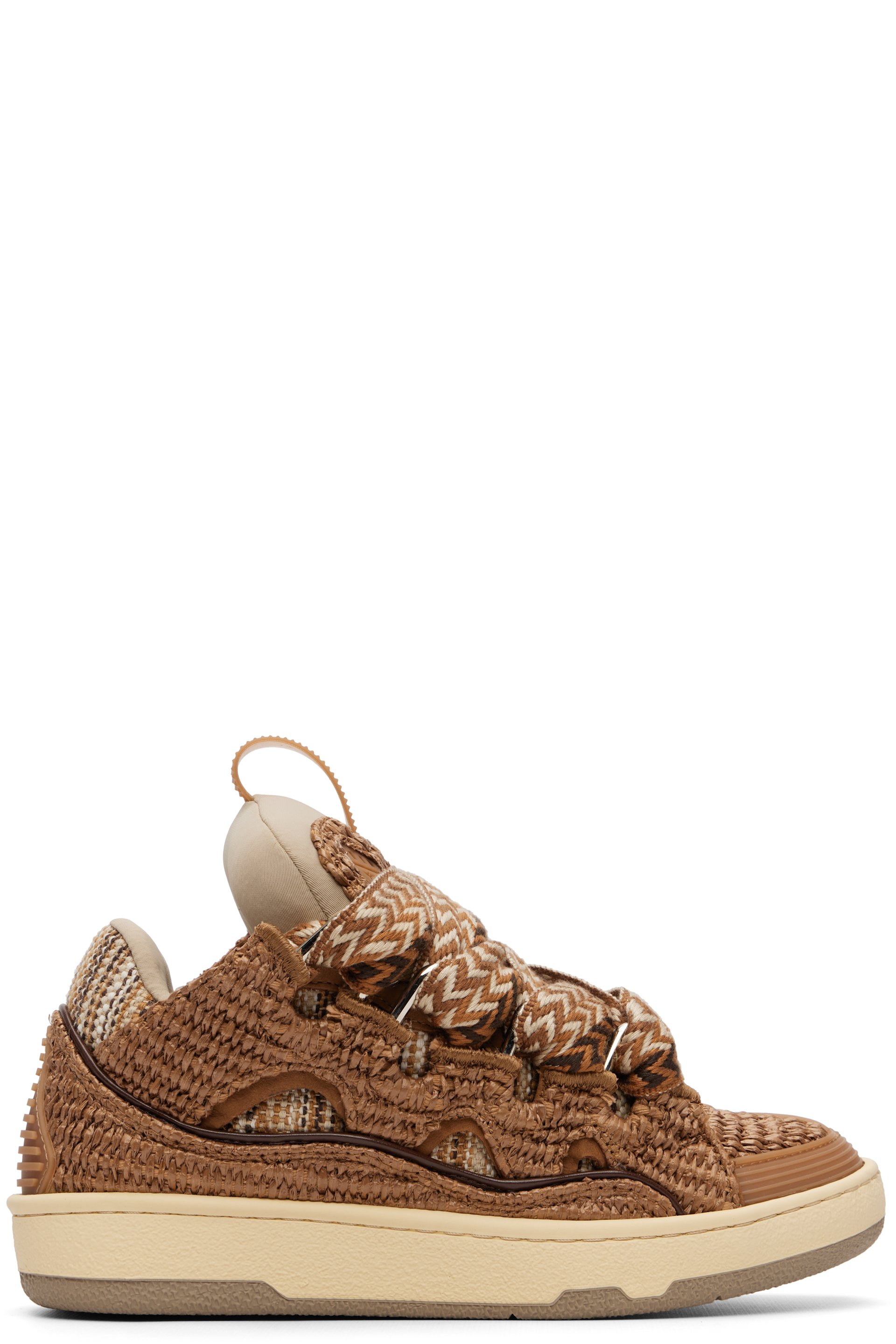 Lanvin - Baskets Curb bruns en raphia synthétique
