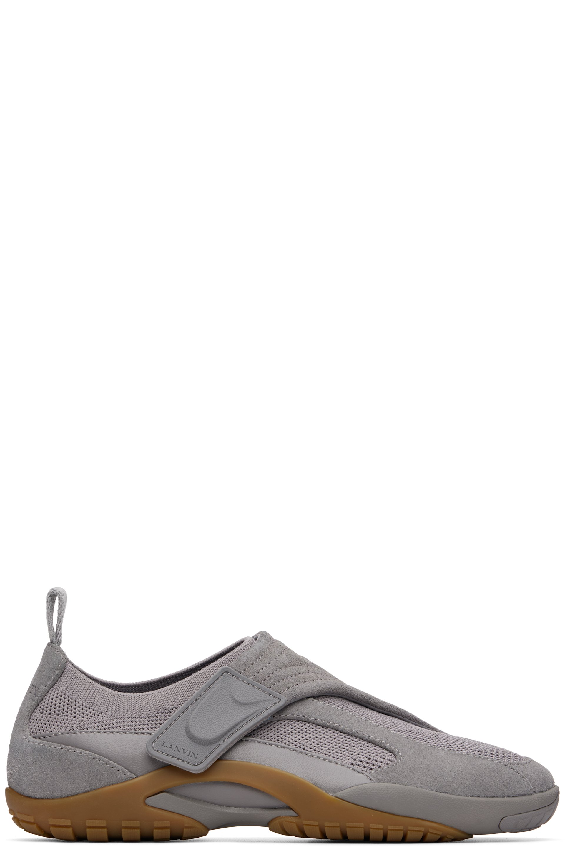 Lanvin - Baskets LNV1 grises en tricot et en suède