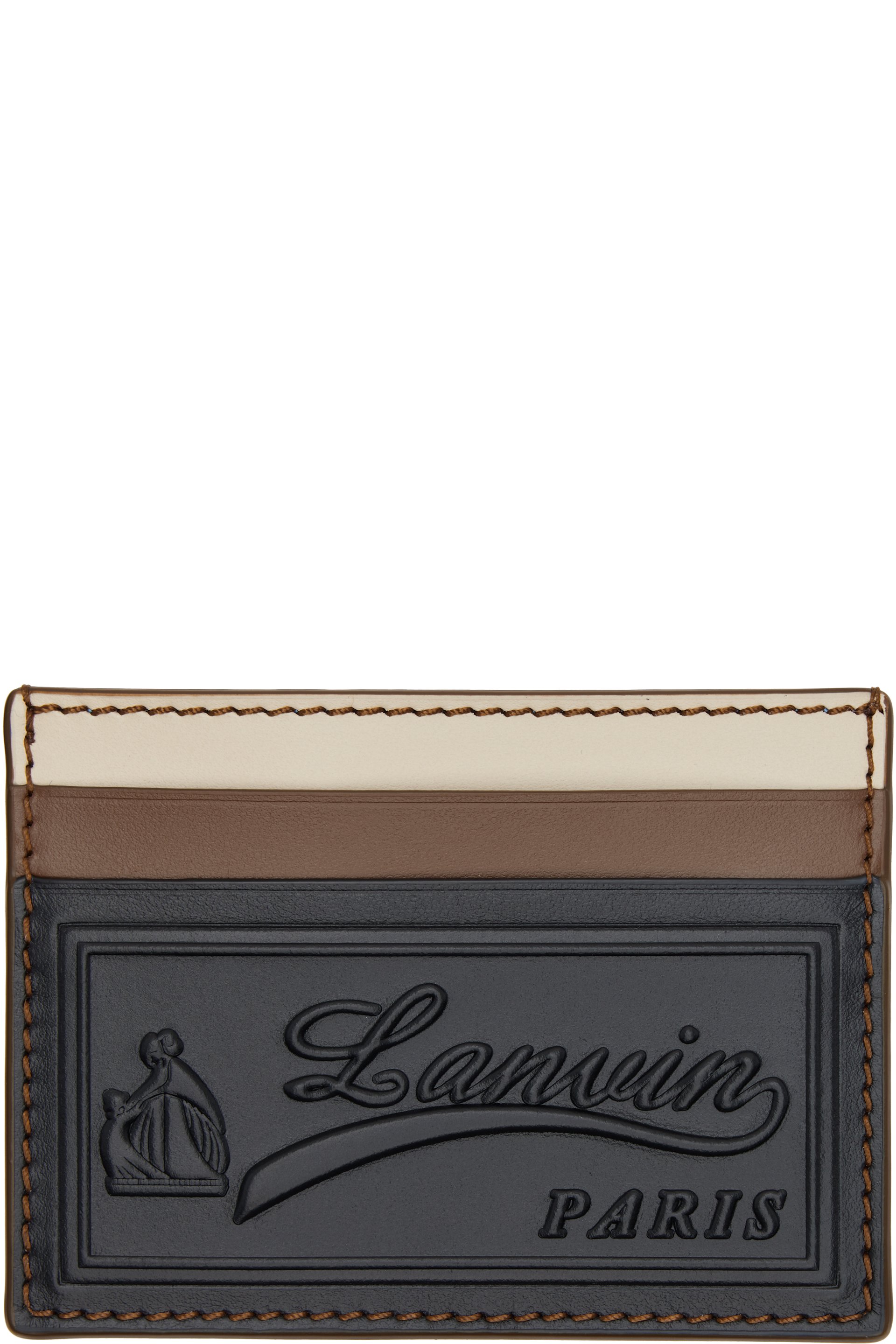 Lanvin - Black & Brown 'Tricolor' Leather Card Holder