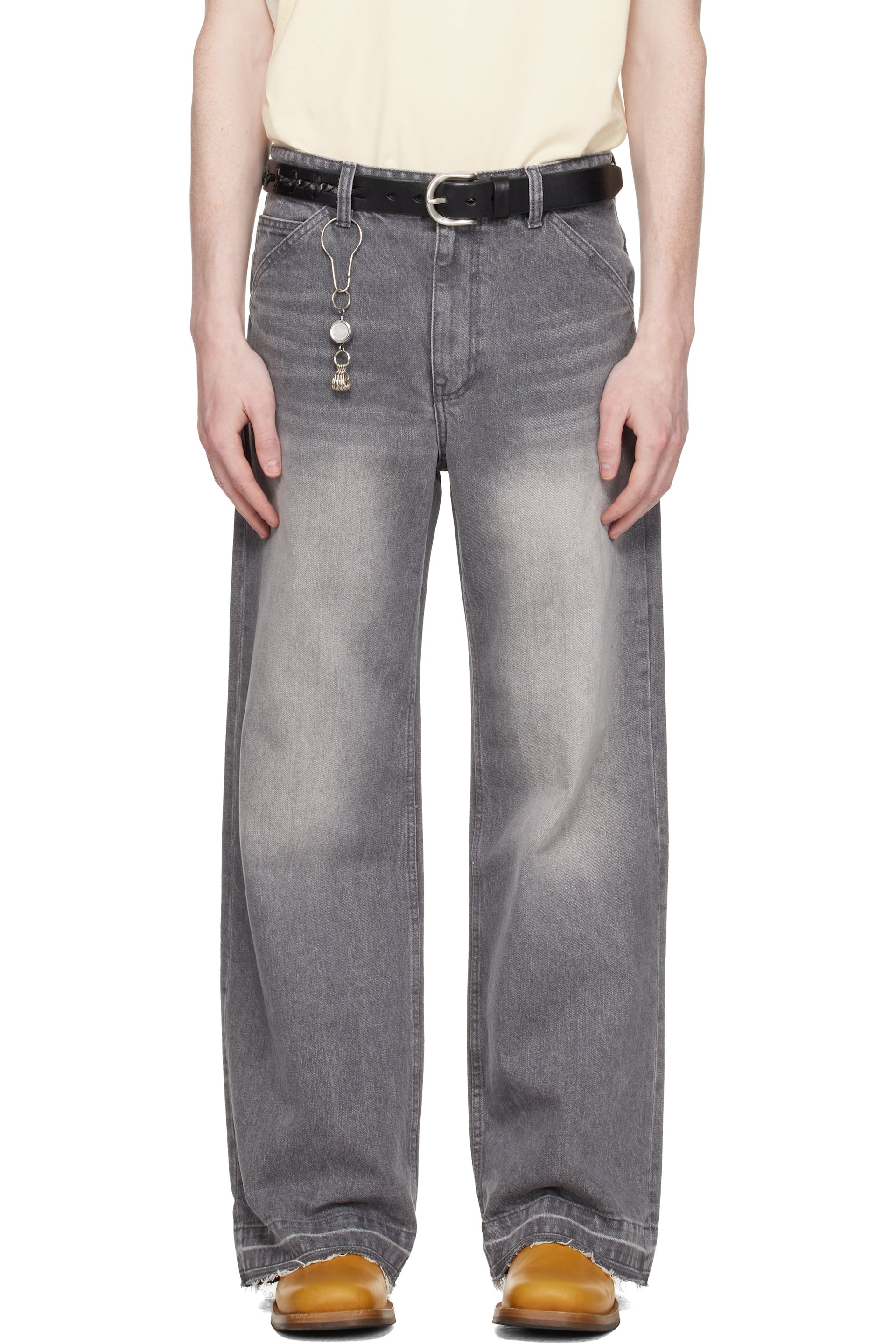 COOR - Gray Cut-Off Semi Flare Jeans