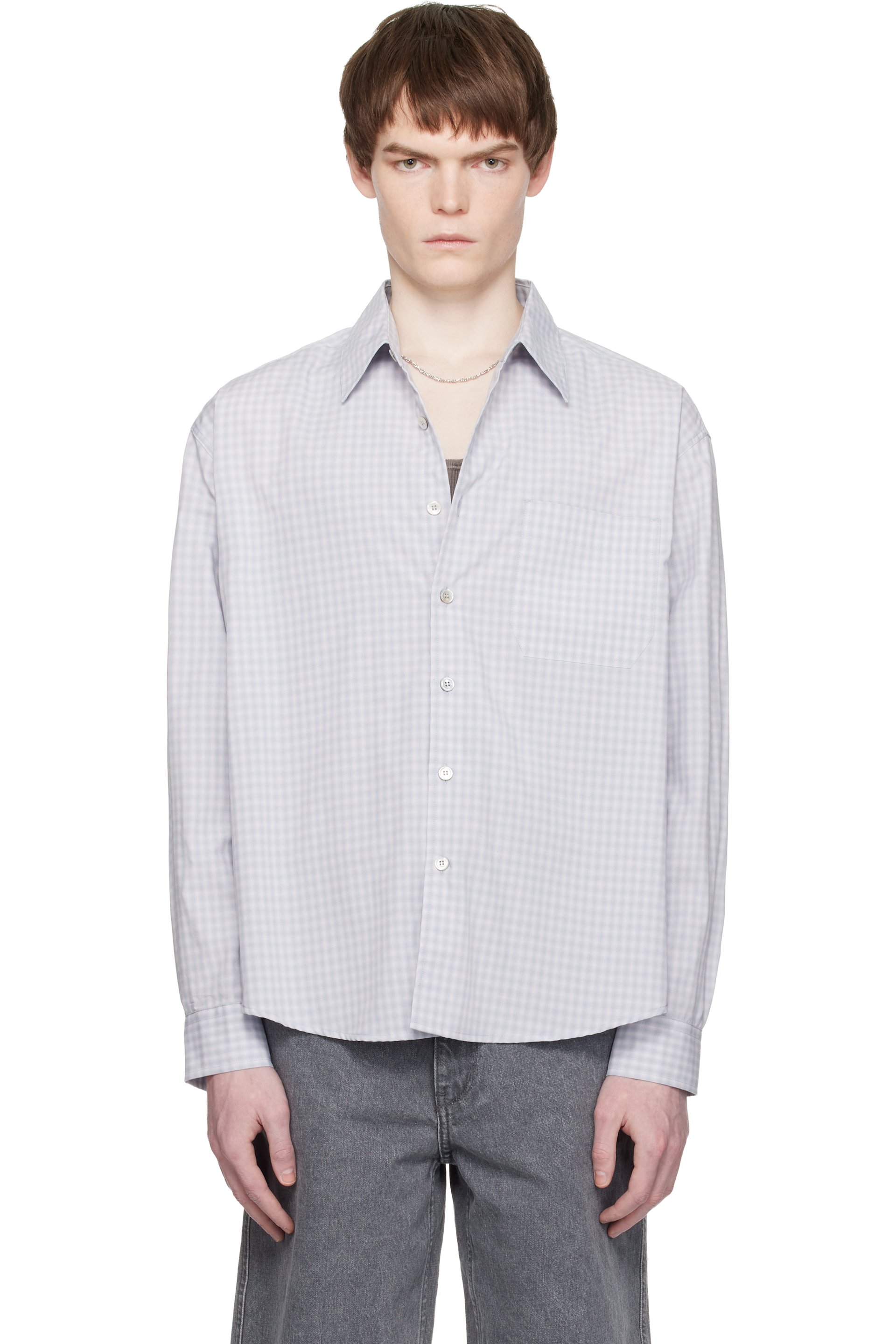 COOR - Blue Micro Ombre Check Shirt