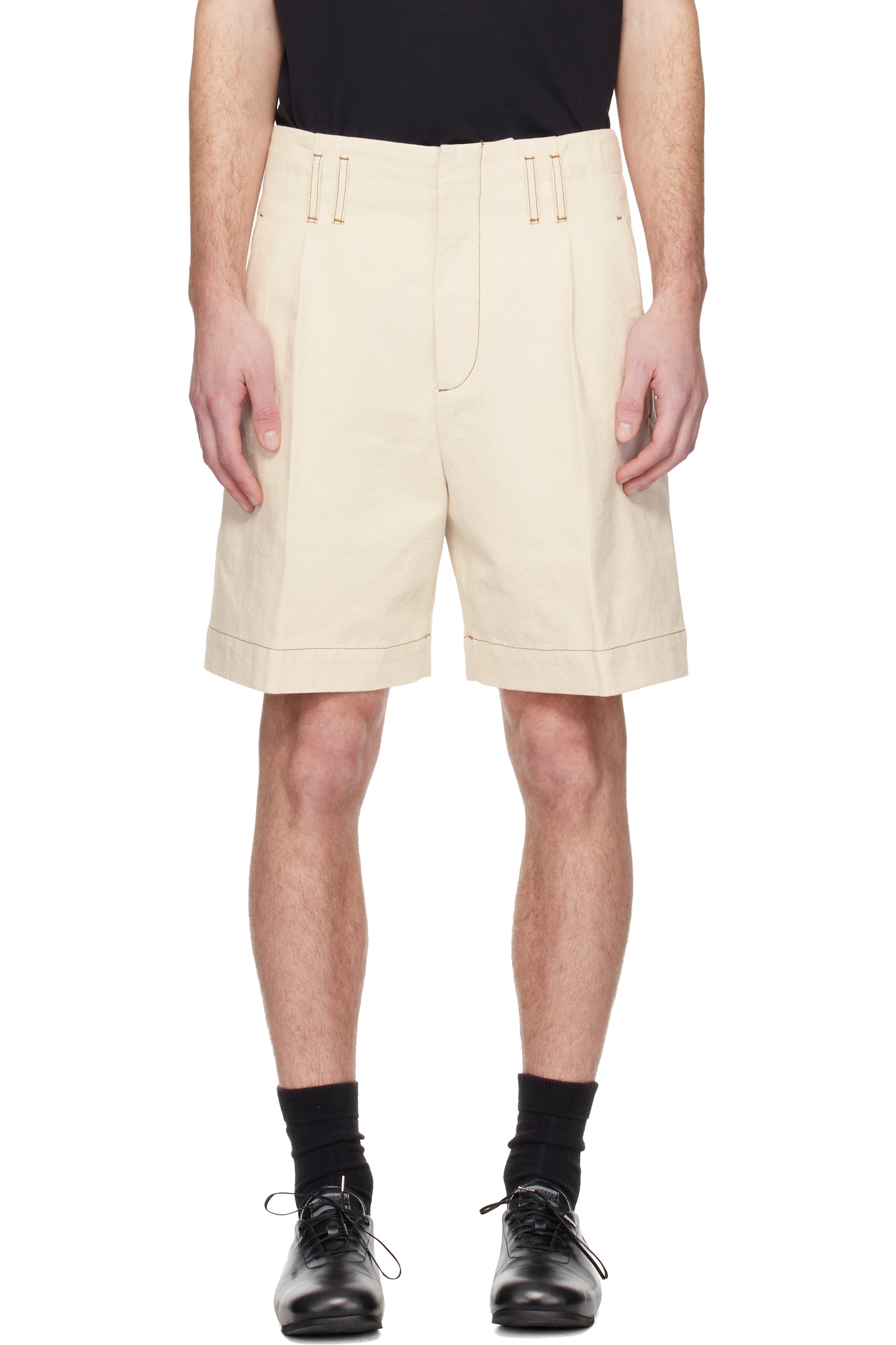 Lanvin - Off-White High-Waisted Shorts