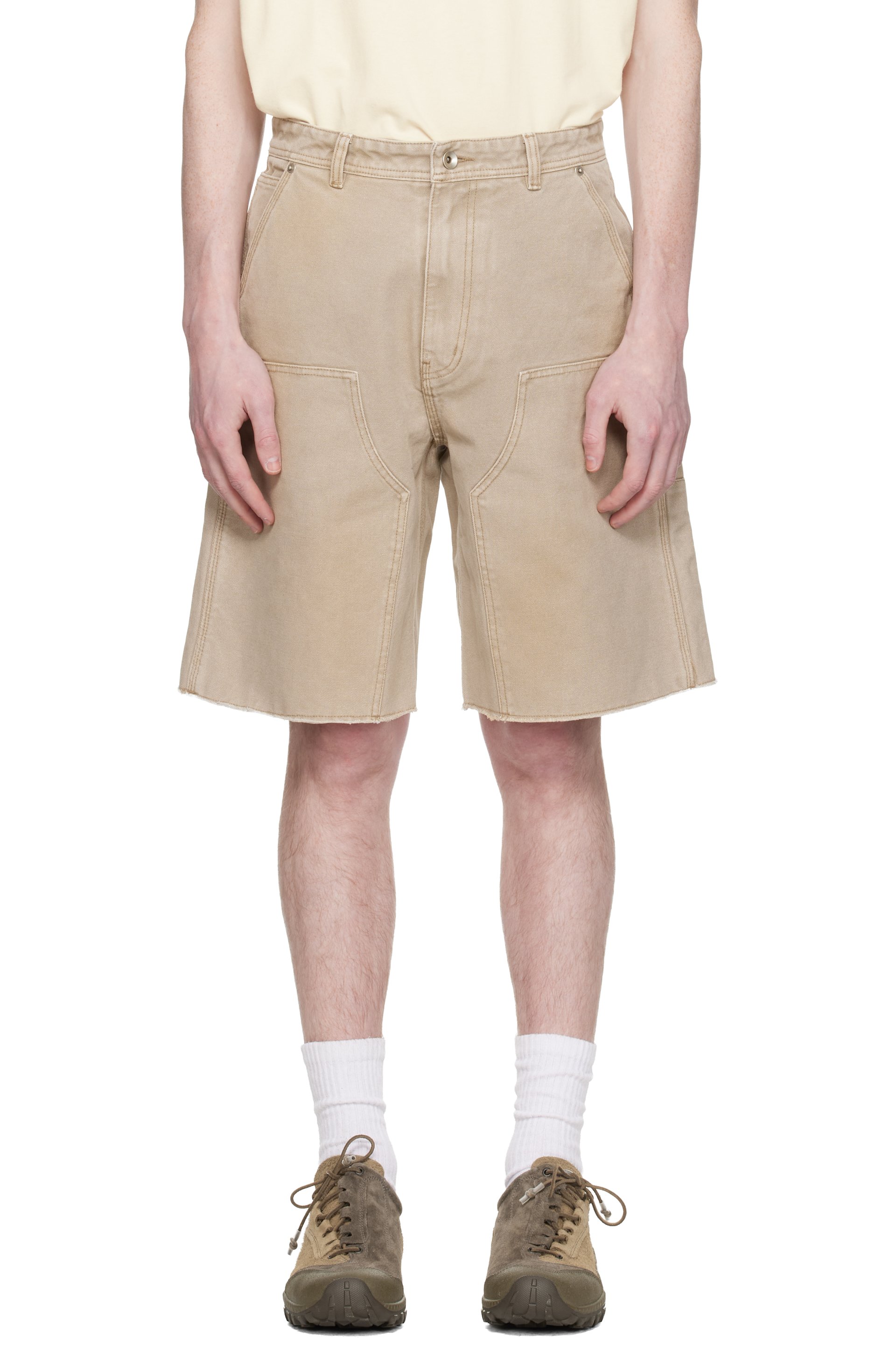 COOR - Beige Over Dyed Bermuda Double Knee Shorts