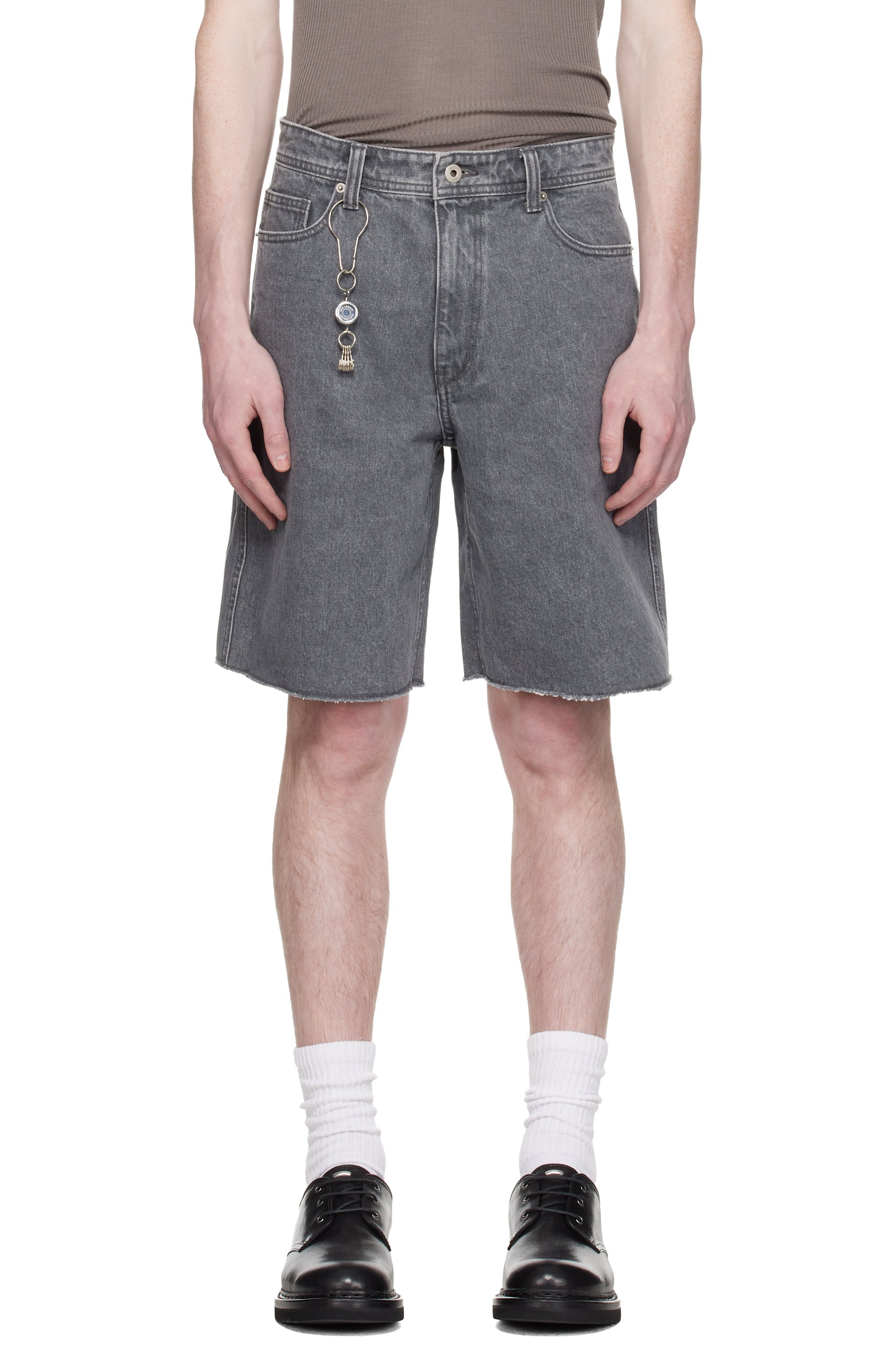 COOR - Gray Washed Cutoff Denim Shorts