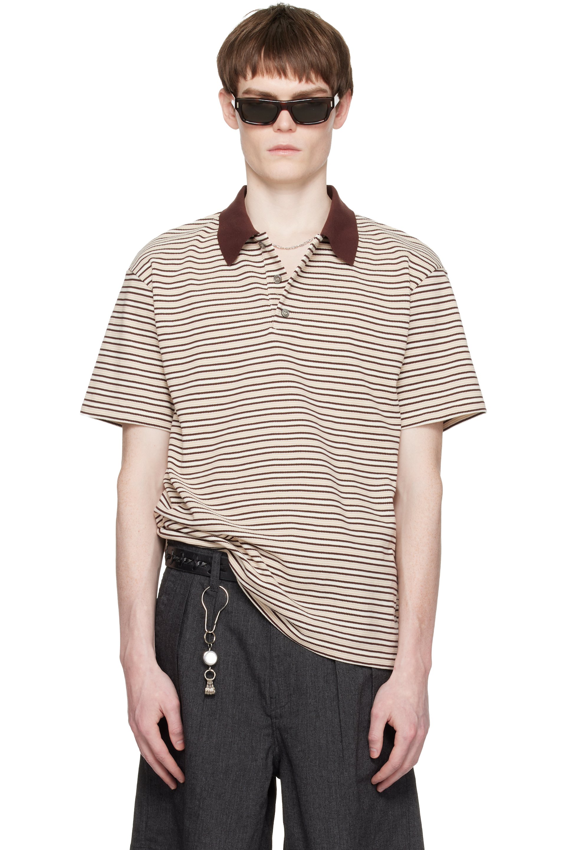 COOR - Beige Multi-Pin Stripe Polo