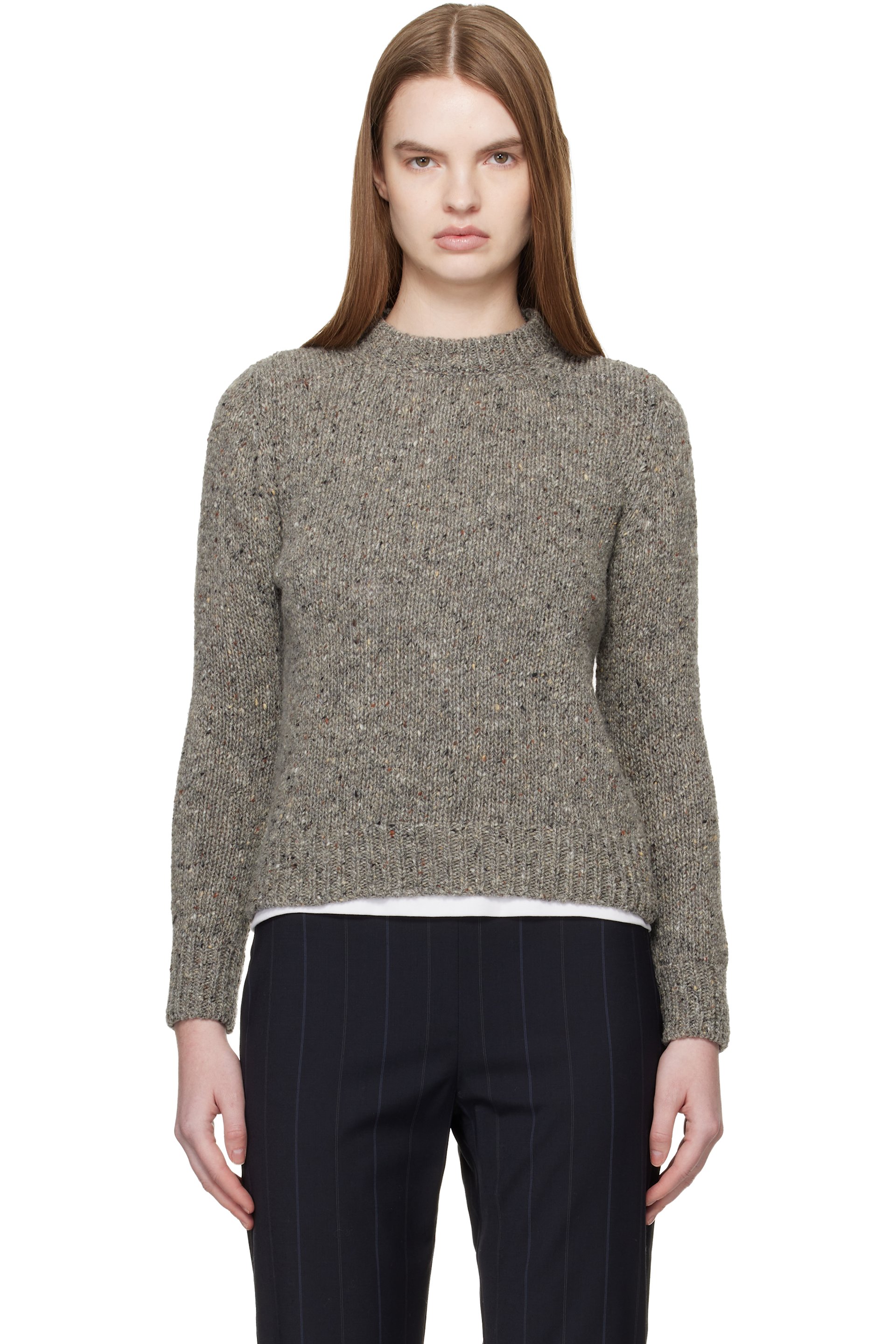 &Daughter - Pull Arden gris en tricot donegal