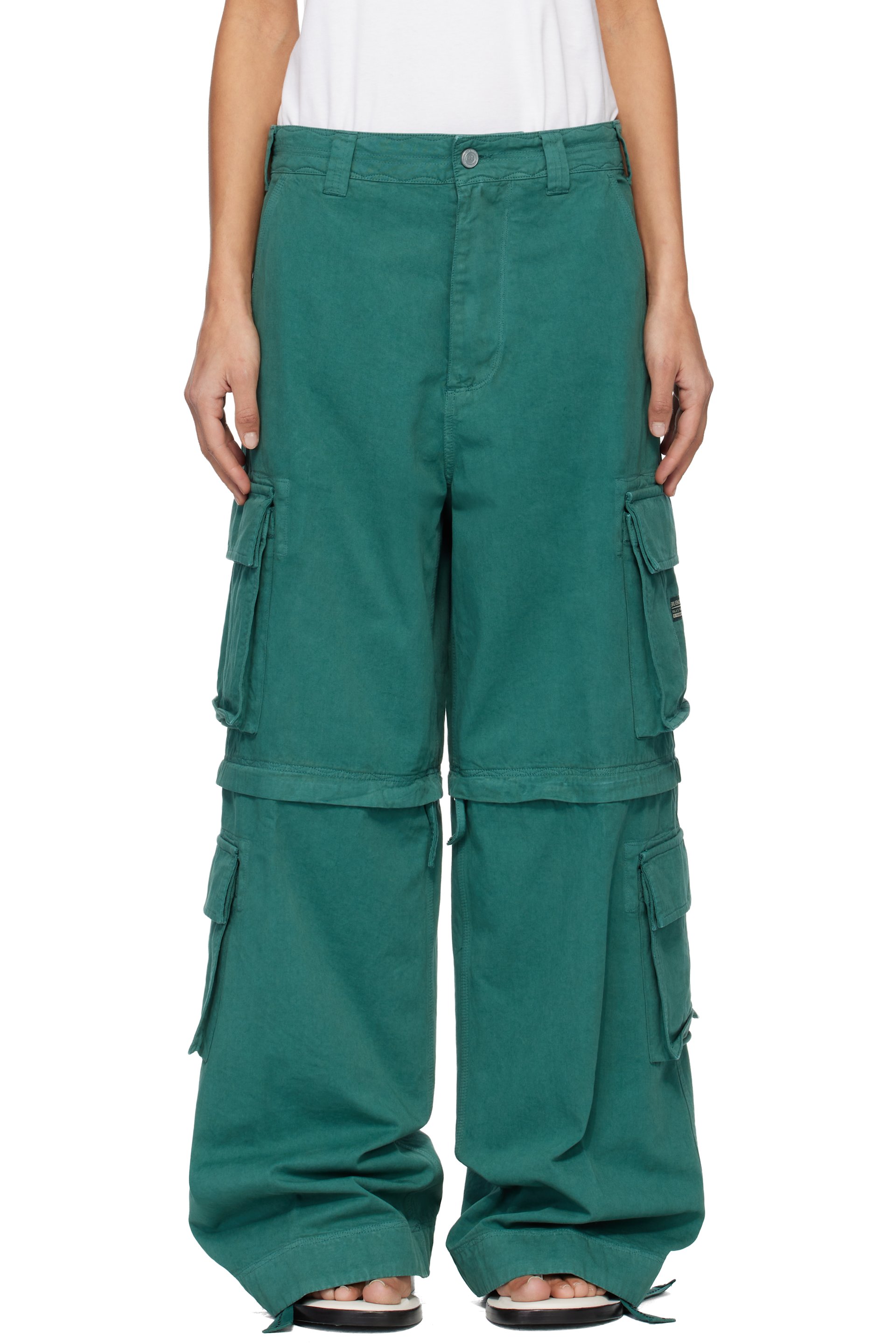 ERL - Pantalon cargo transformable vert