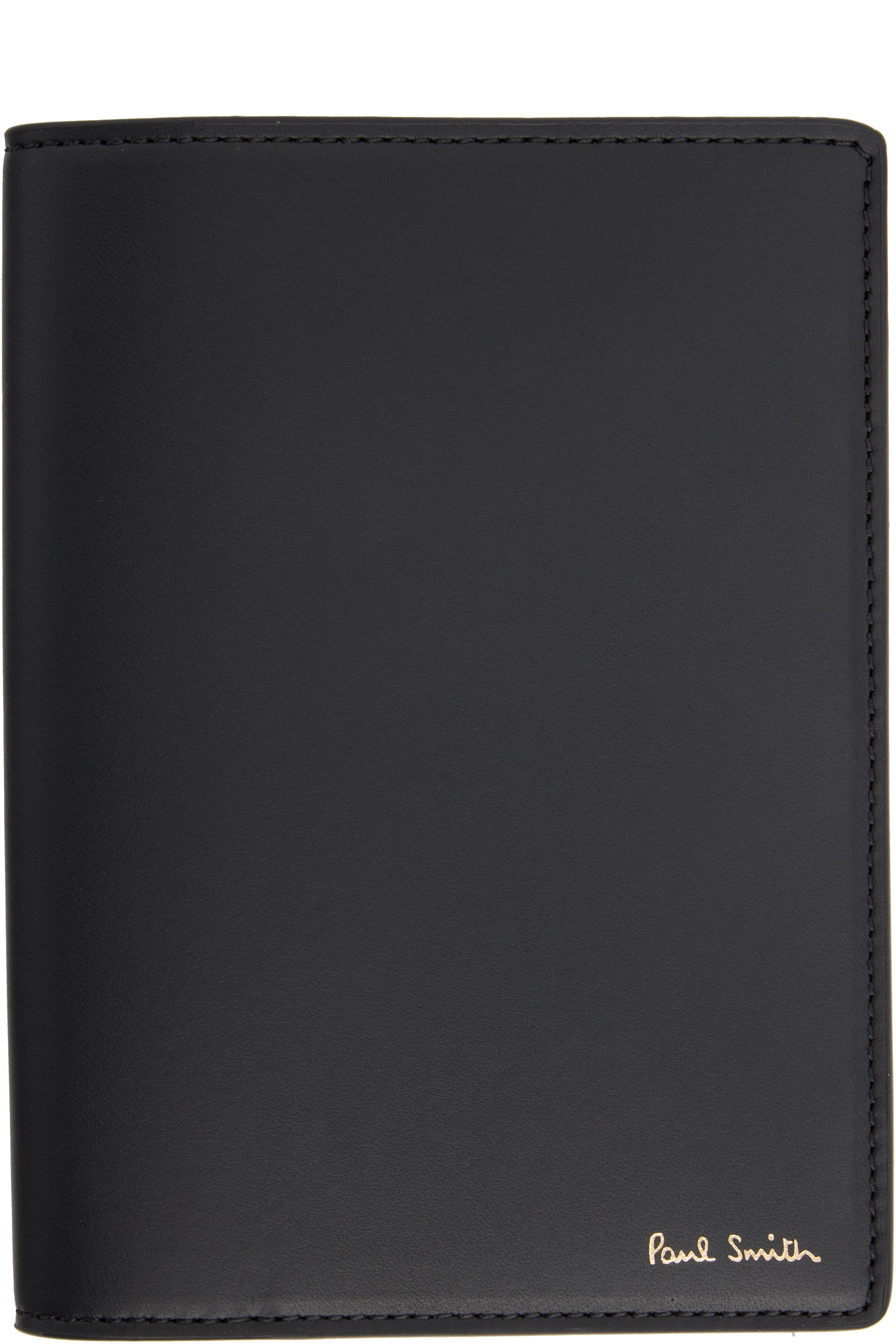 Paul Smith - Black 'Signature Stripe' Interior Leather Passport Holder