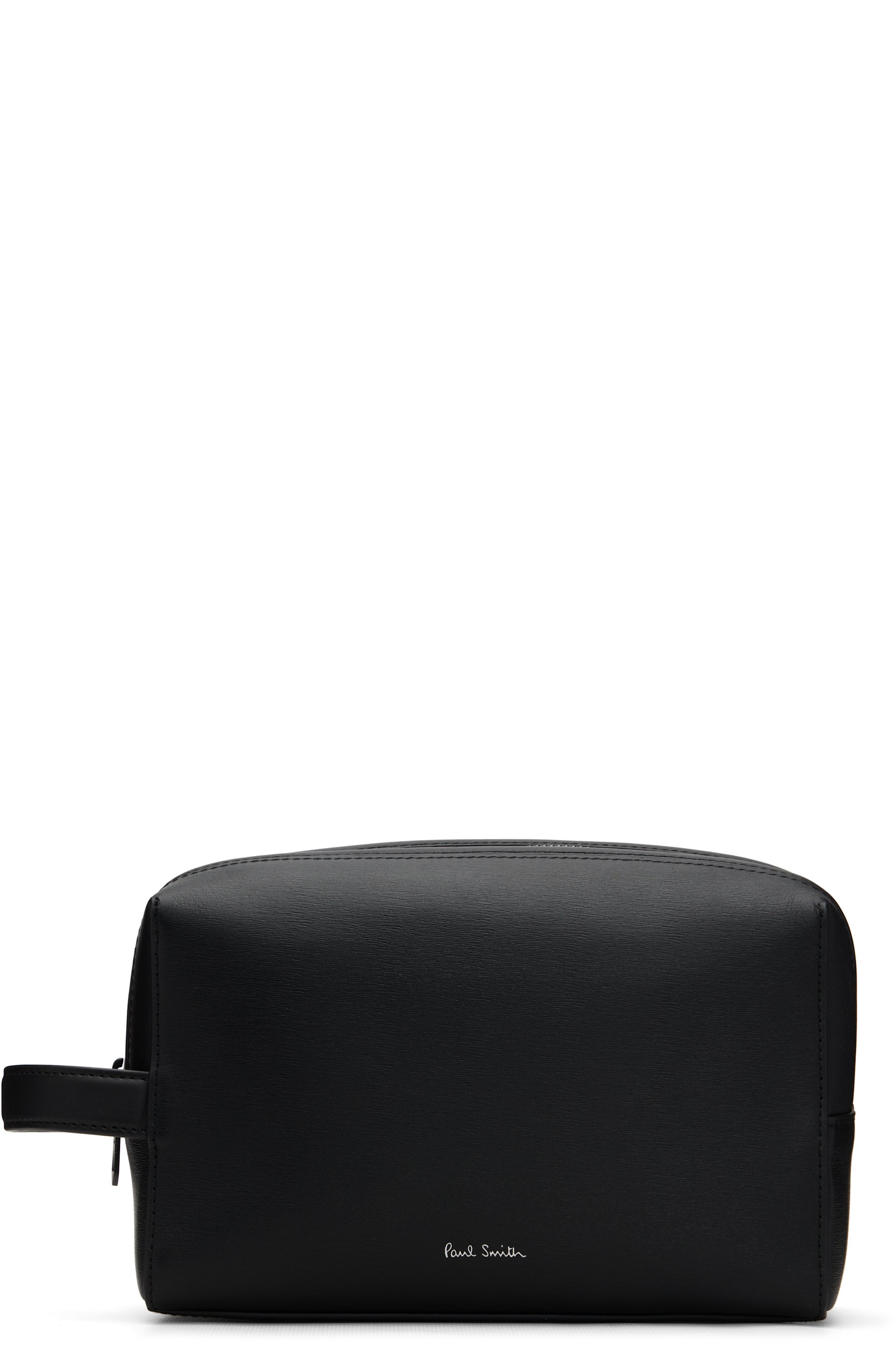 Paul Smith - Trousse de toilette noire en cuir grainé et gaufré