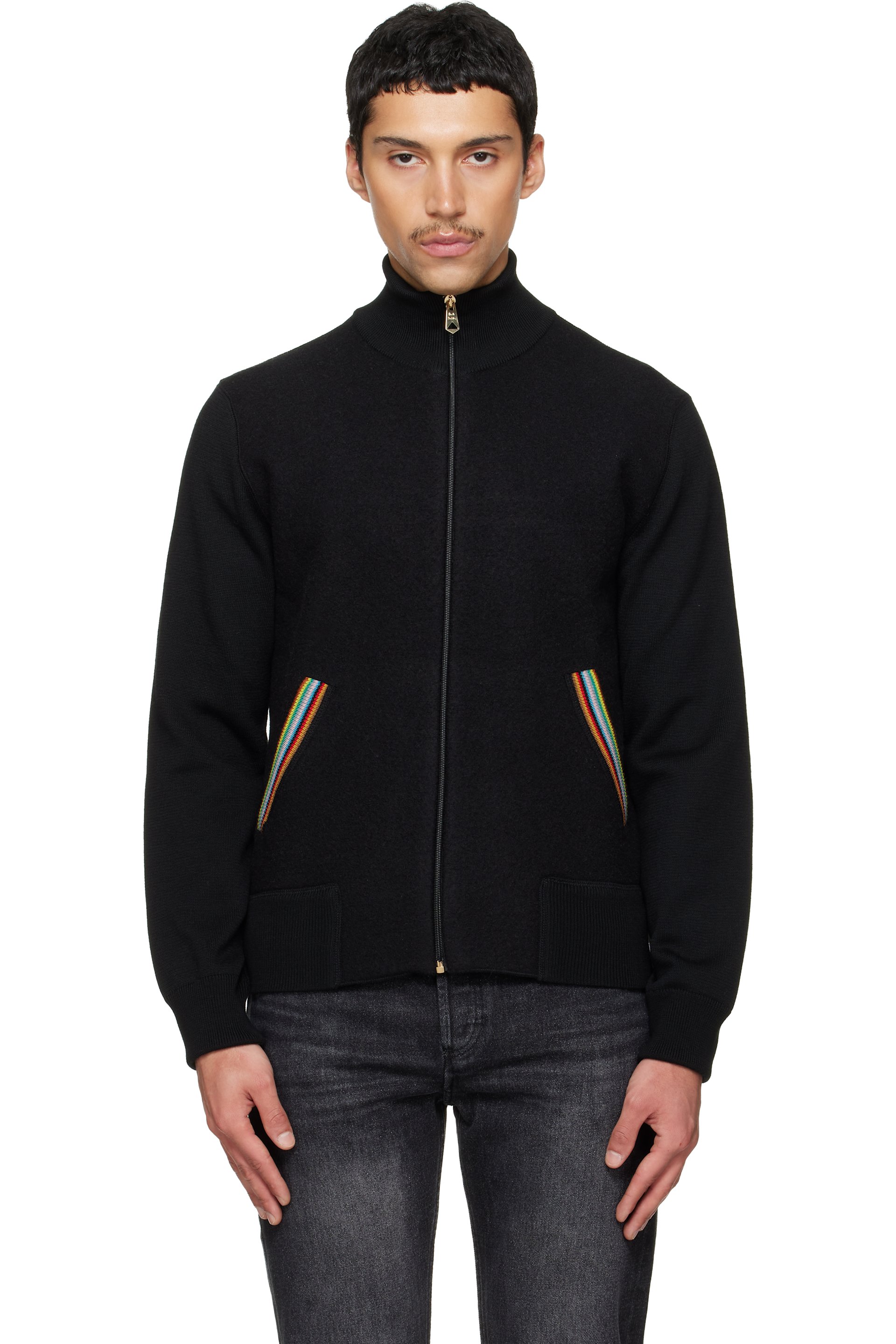 Paul Smith - Navy 'Signature Stripe' Merino Wool Knitted Jacket