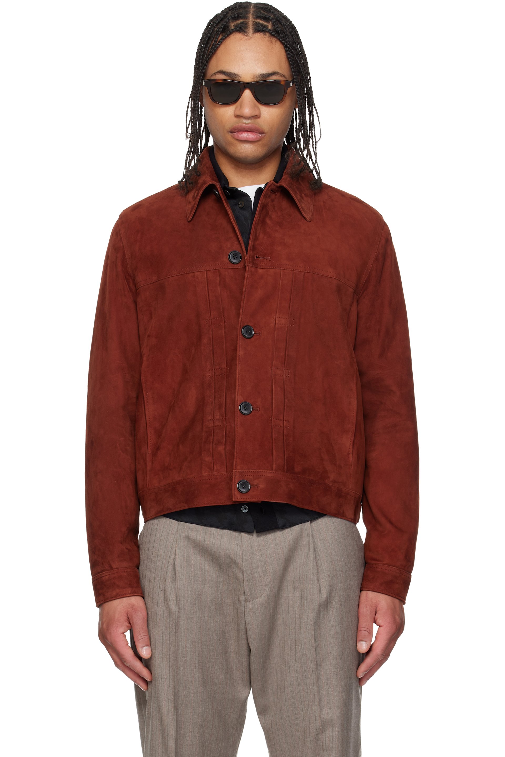 Paul Smith - Red Slim Fit Denim Style Suede Jacket