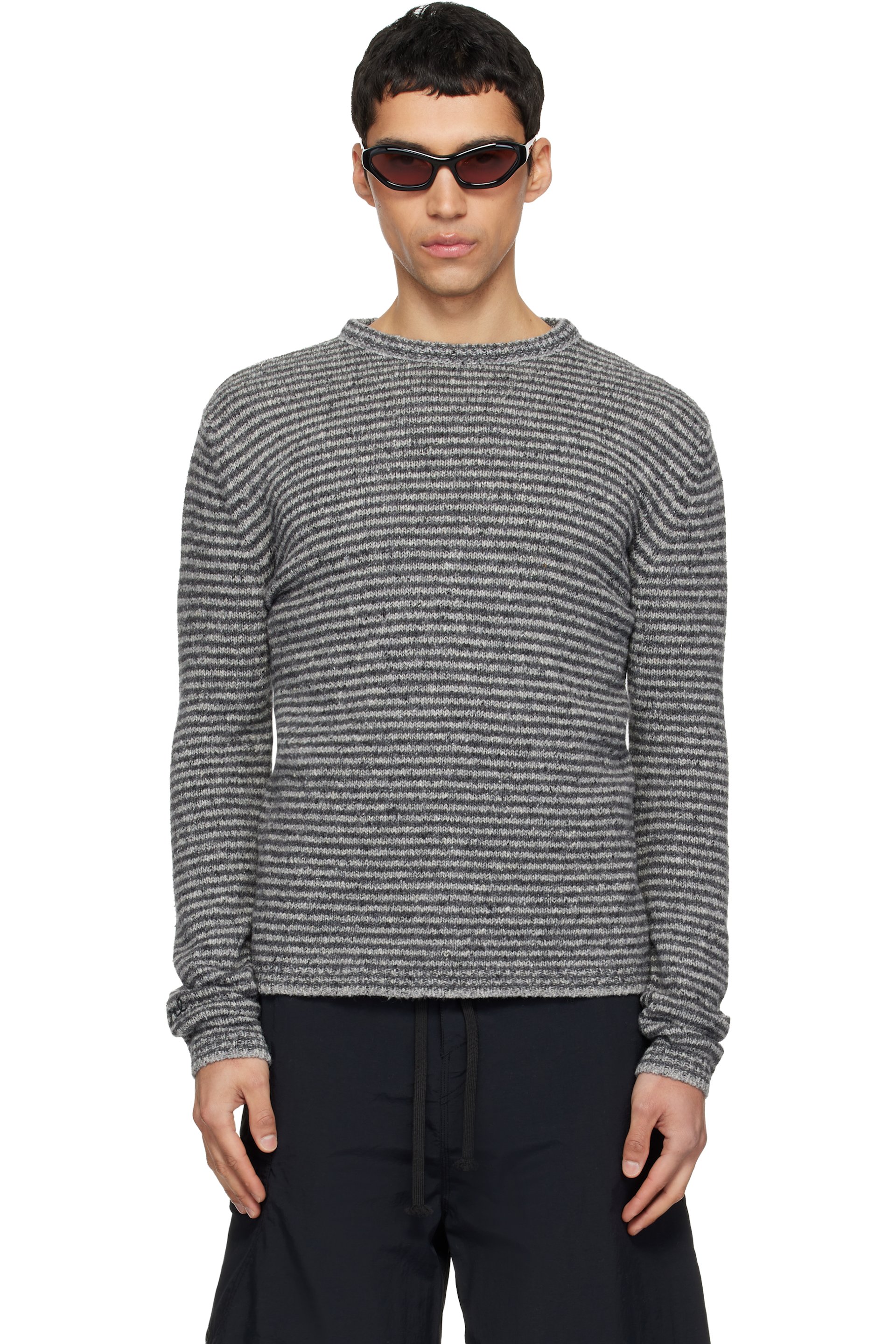 ERL - Gray Thin Wool Crewneck Sweater