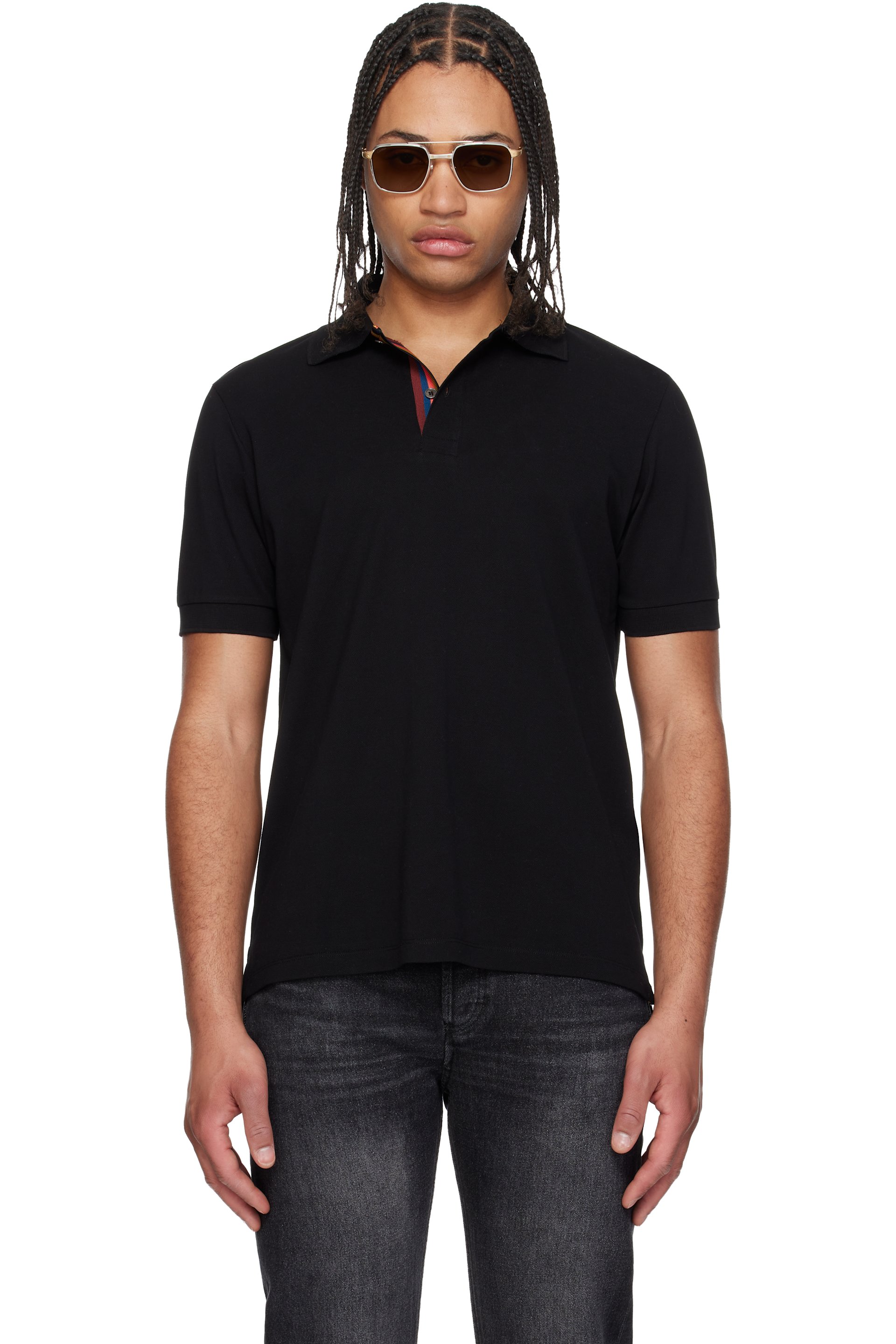 Paul Smith - 黑色 Cotton Artist Stripe Placket Polo 衫