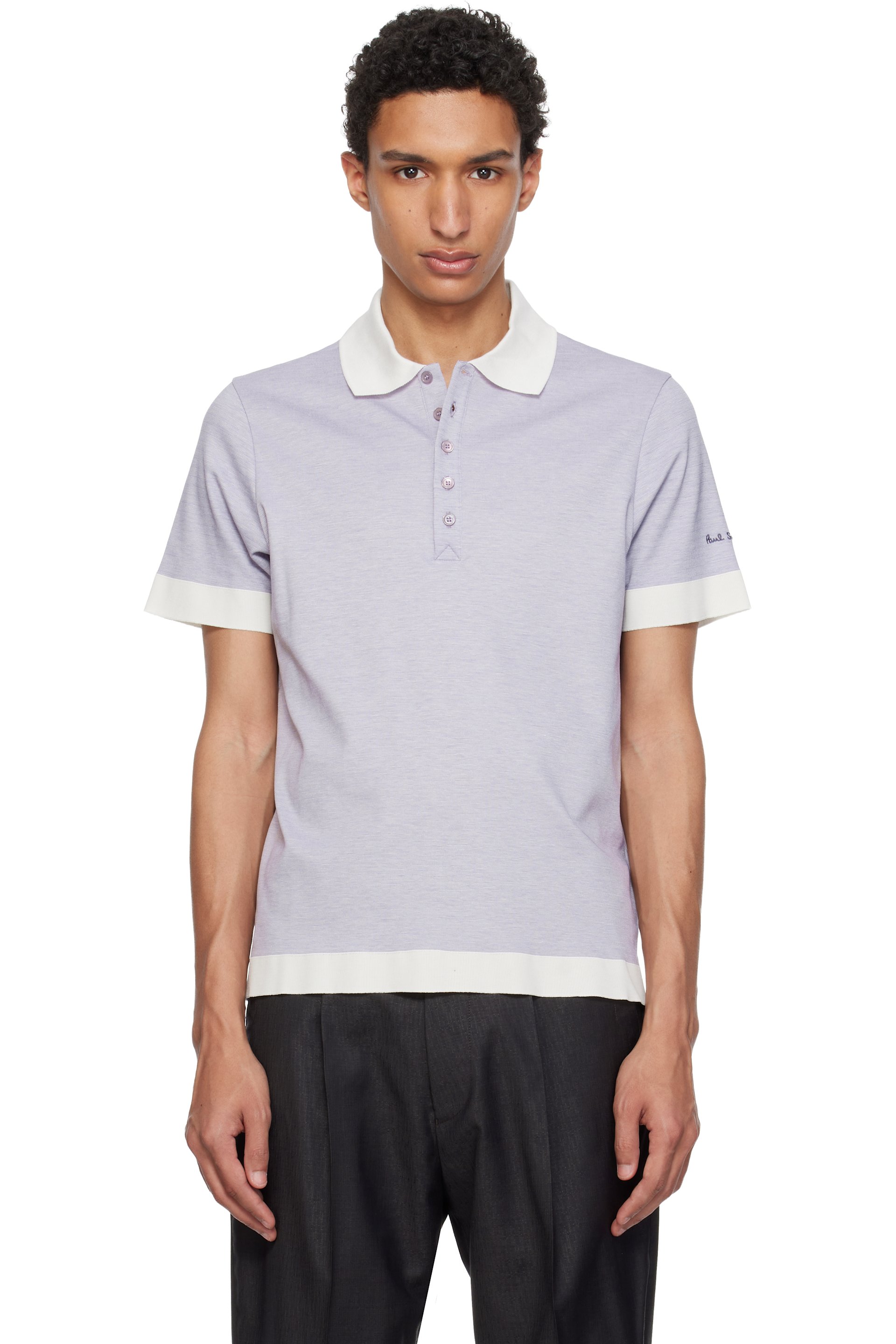 Paul Smith - 紫色 Lyocell-Blend Contrast Trim Polo 衫