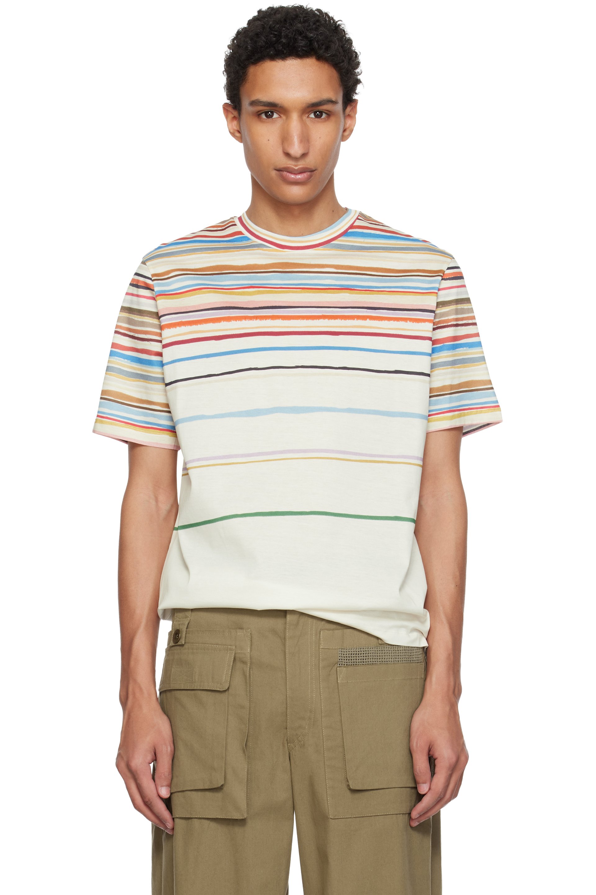 Paul Smith - 灰白色 Painted Signature Stripe T 恤