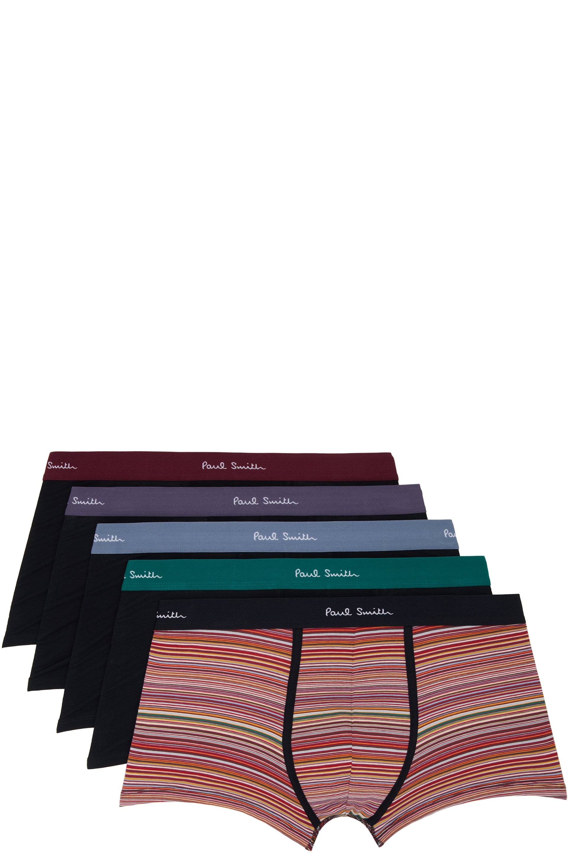 Paul Smith - 五件装多色 Signature Stripe Mixed Organic-Cotton 平角内裤