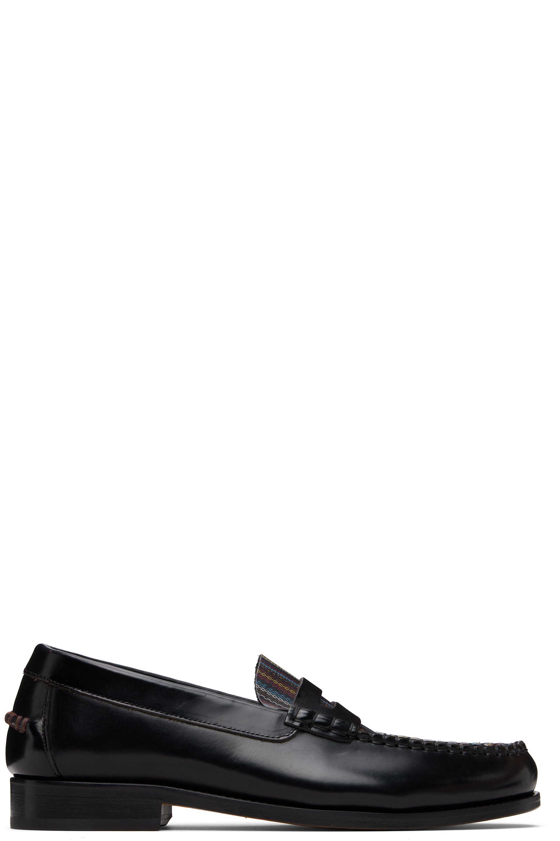 Paul Smith - ブラック 'Signature Stripe' Leather 'Lido' ローファー
