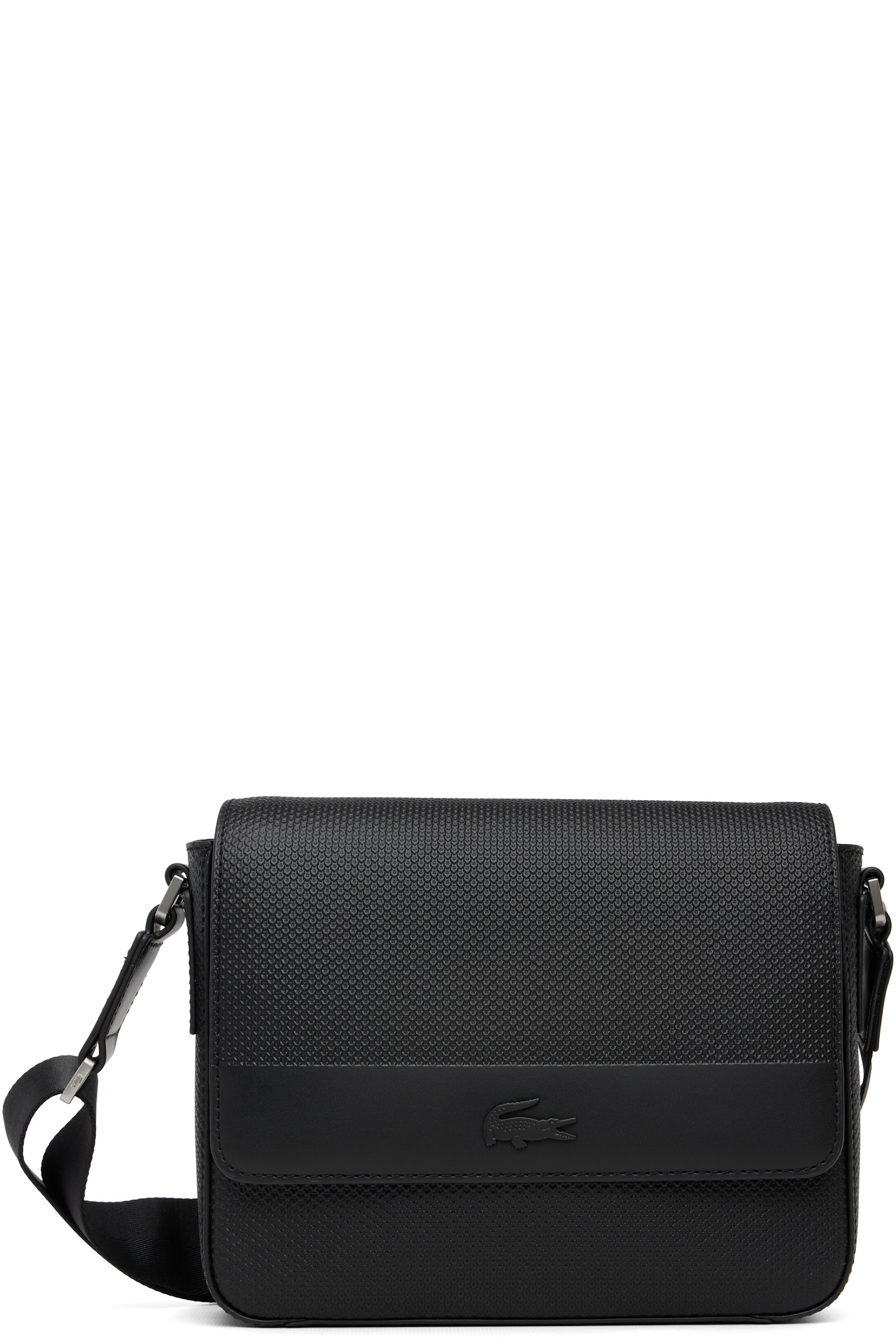 Lacoste - Black Chantaco Leather Messenger Bag