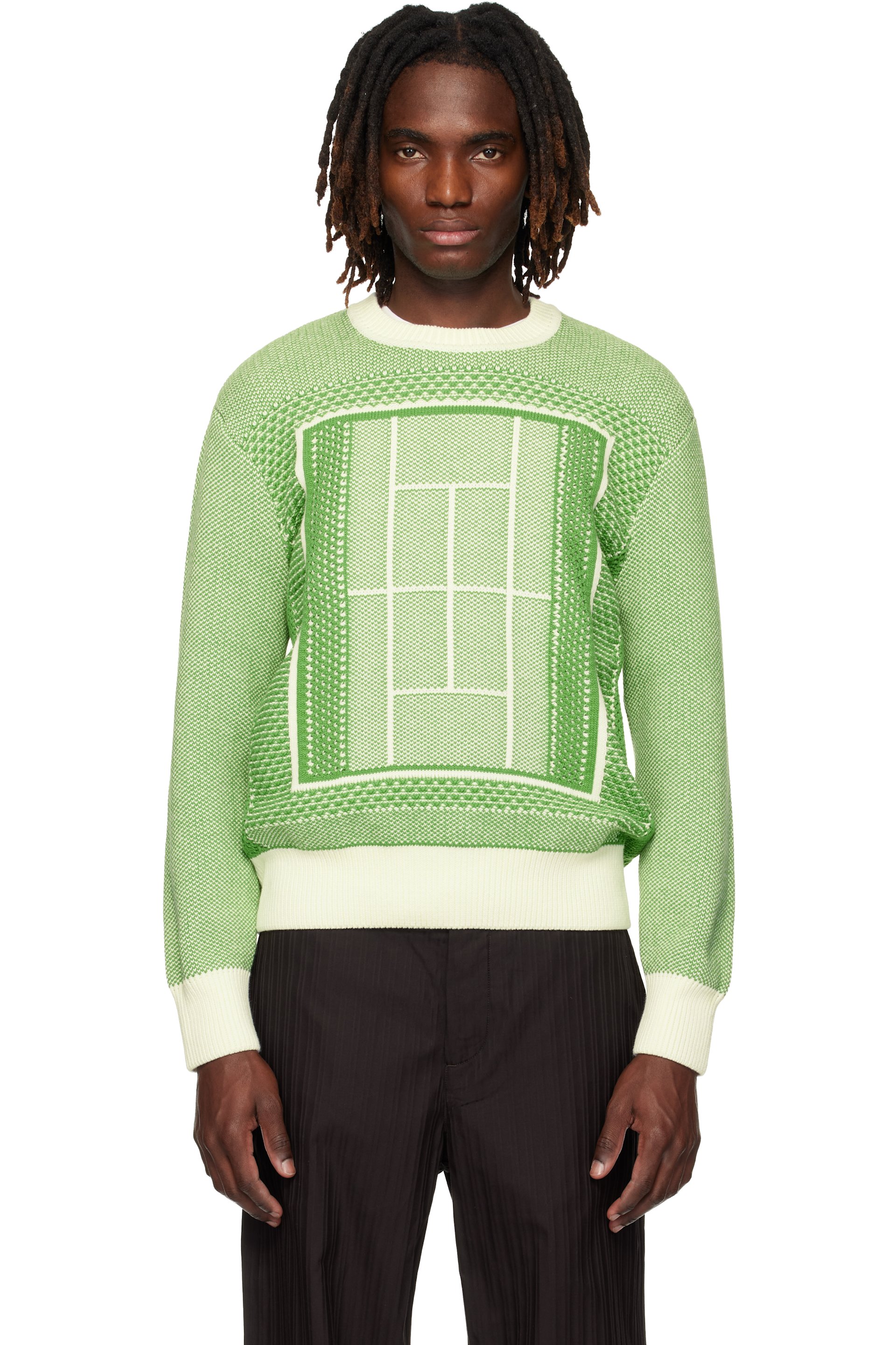 Lacoste - Green Tennis Court Graphic Jacquard Sweater