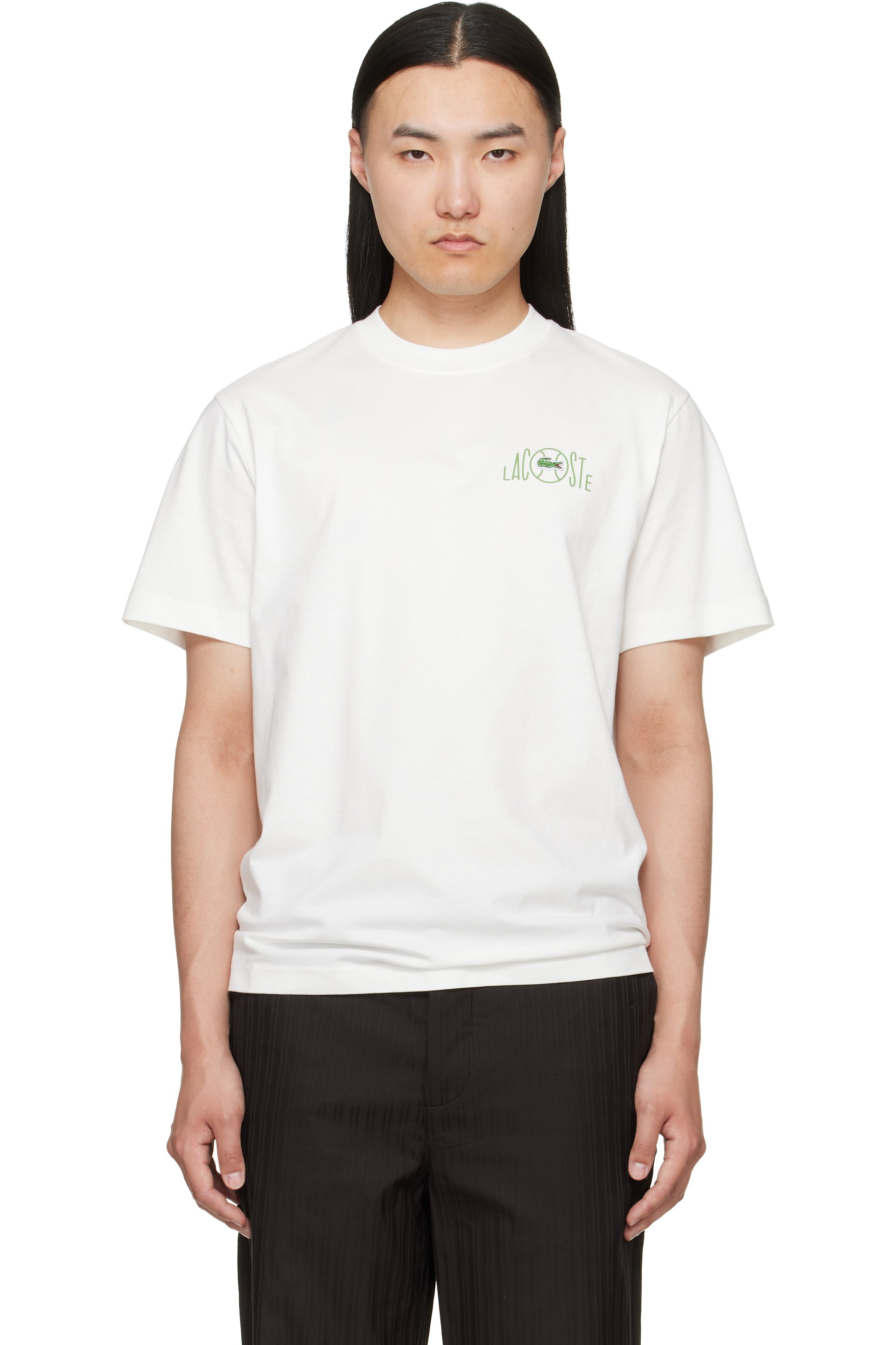 Lacoste - Off-White Printed Cotton T-shirt