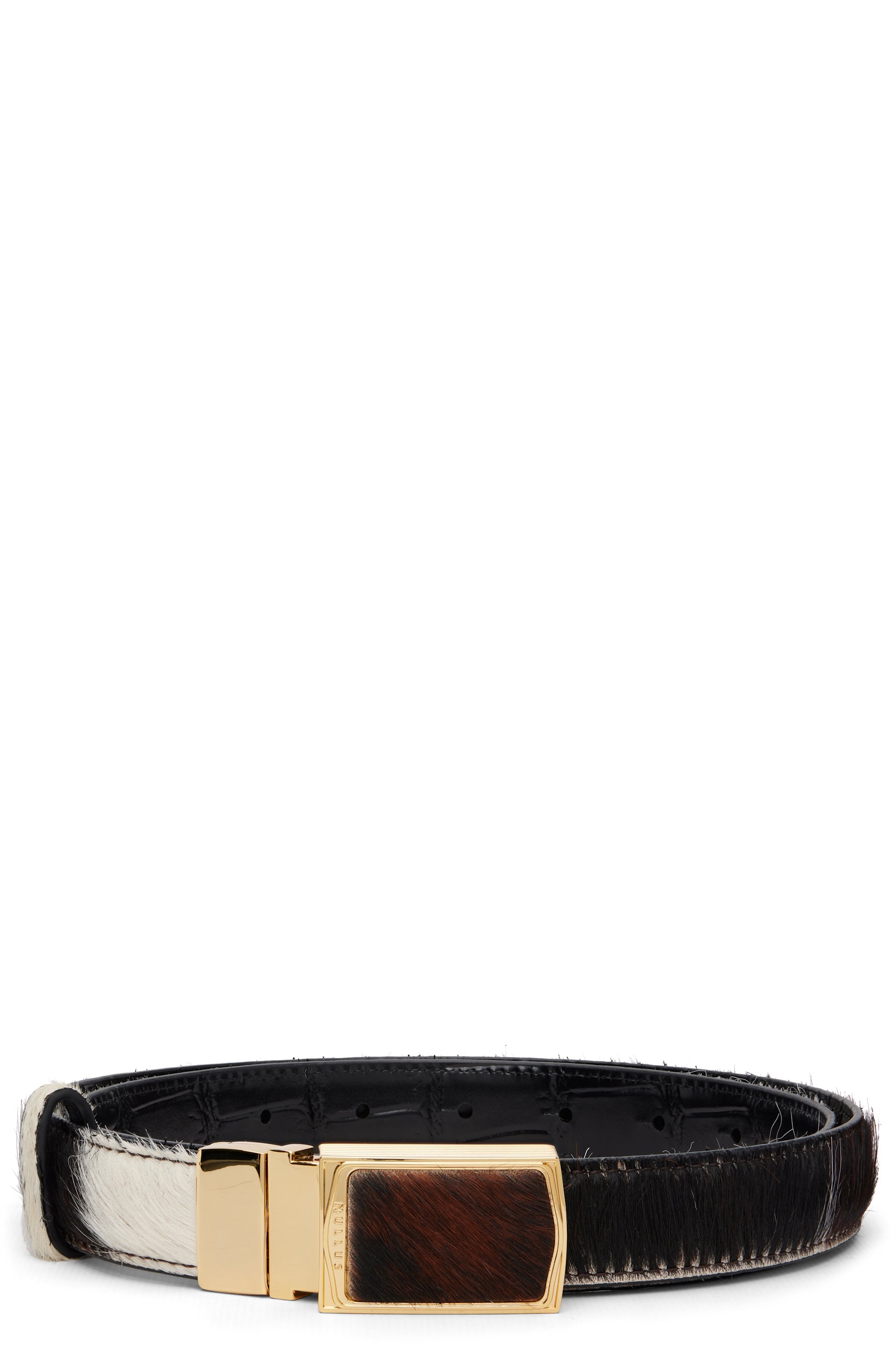 NULLUS - Brown Ponyhair Calfskin Reversible Belt