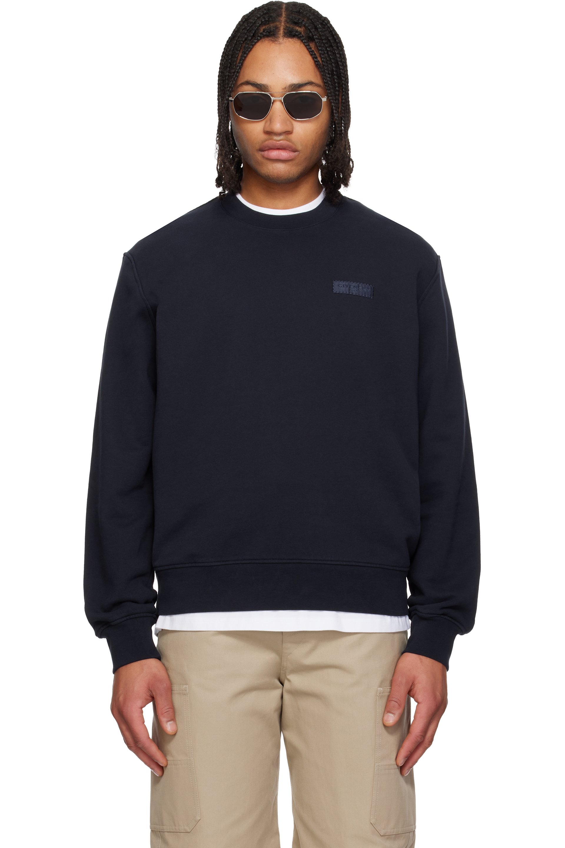 Givenchy - Navy 'GIVENCHY Paris' Gros Grain Sweatshirt