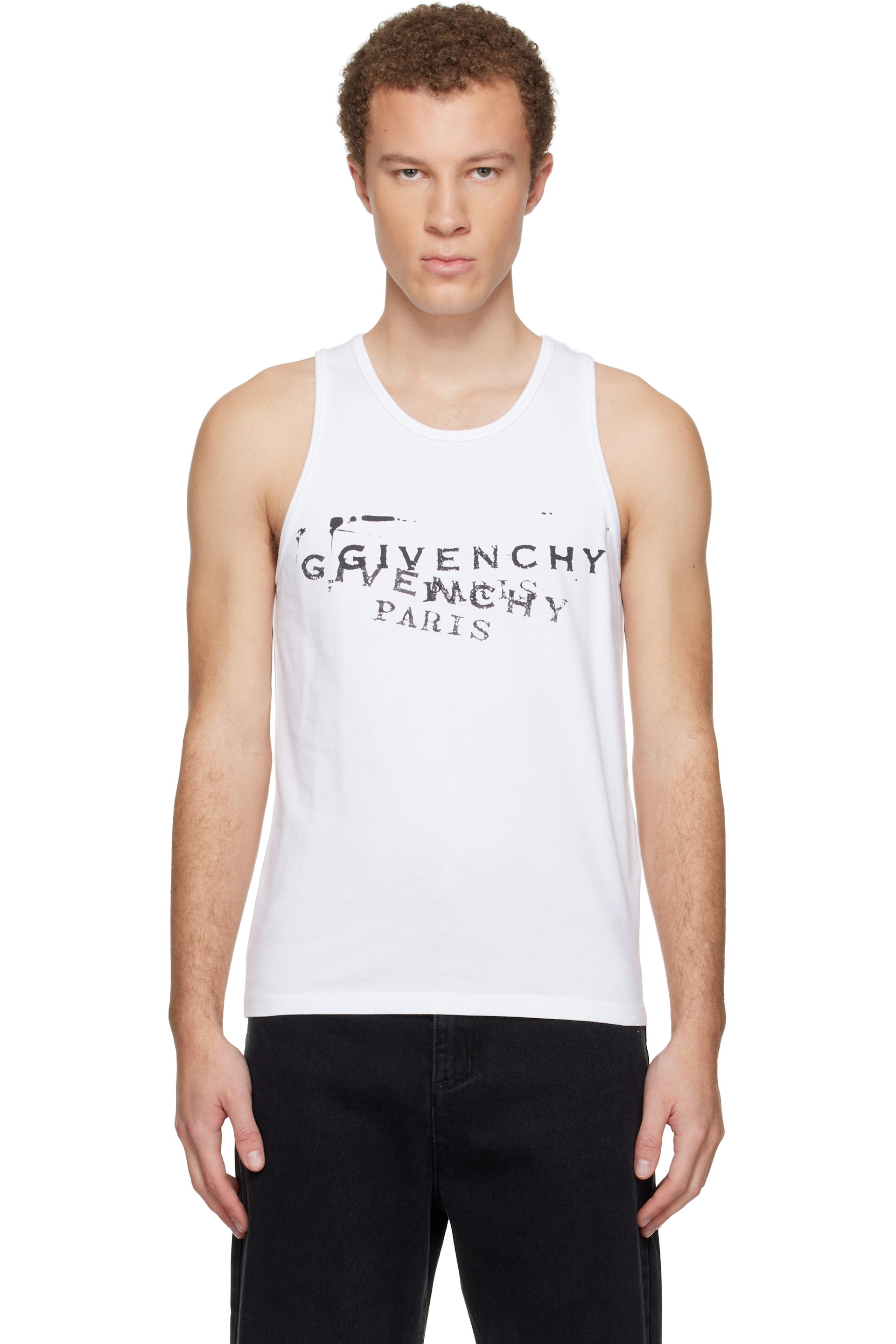 Givenchy - White 'GIVENCHY' Stamp Print Tank Top