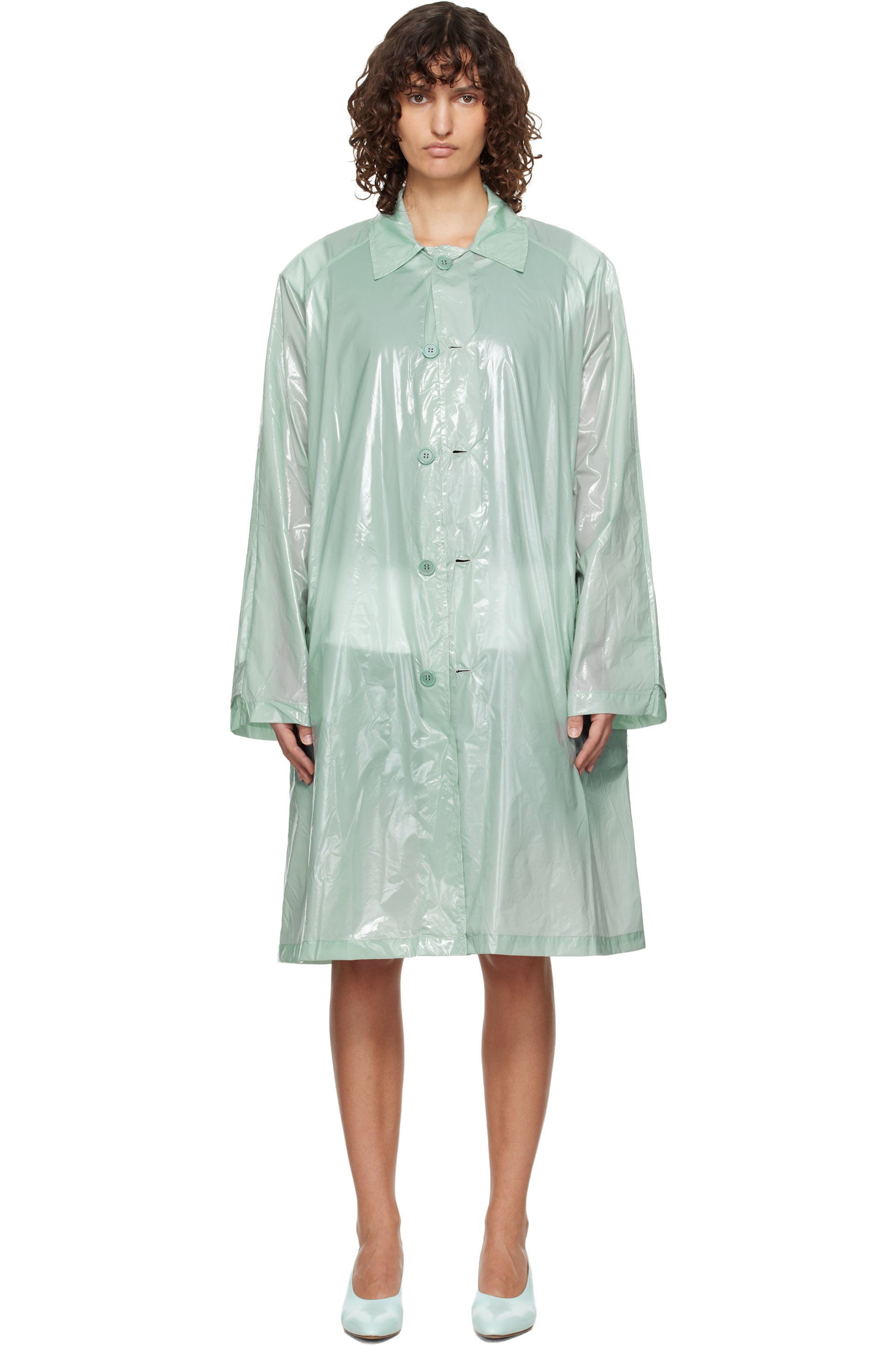 LII - Green Gloss Trench Coat