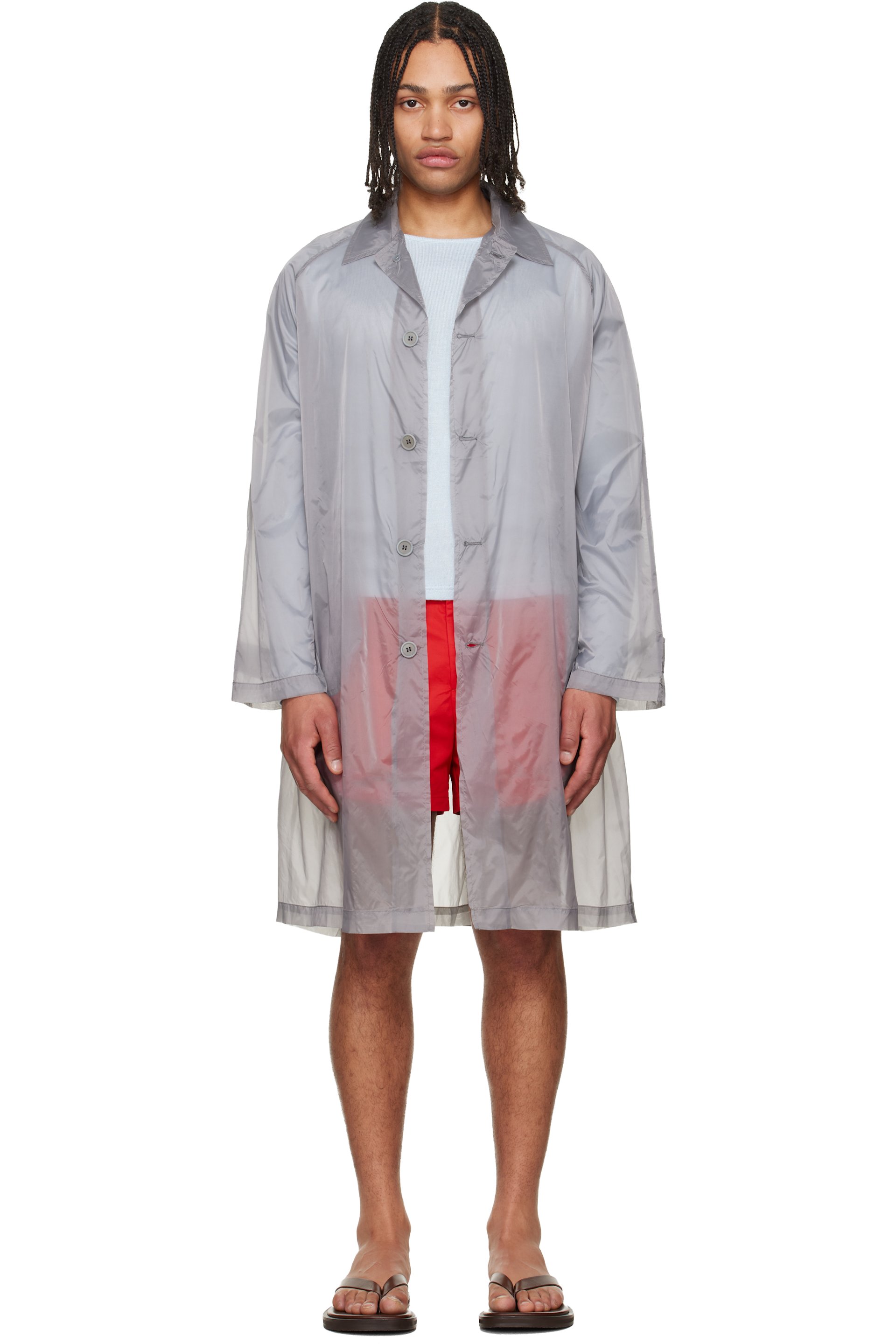 LII - Gray Sheer Trench Coat