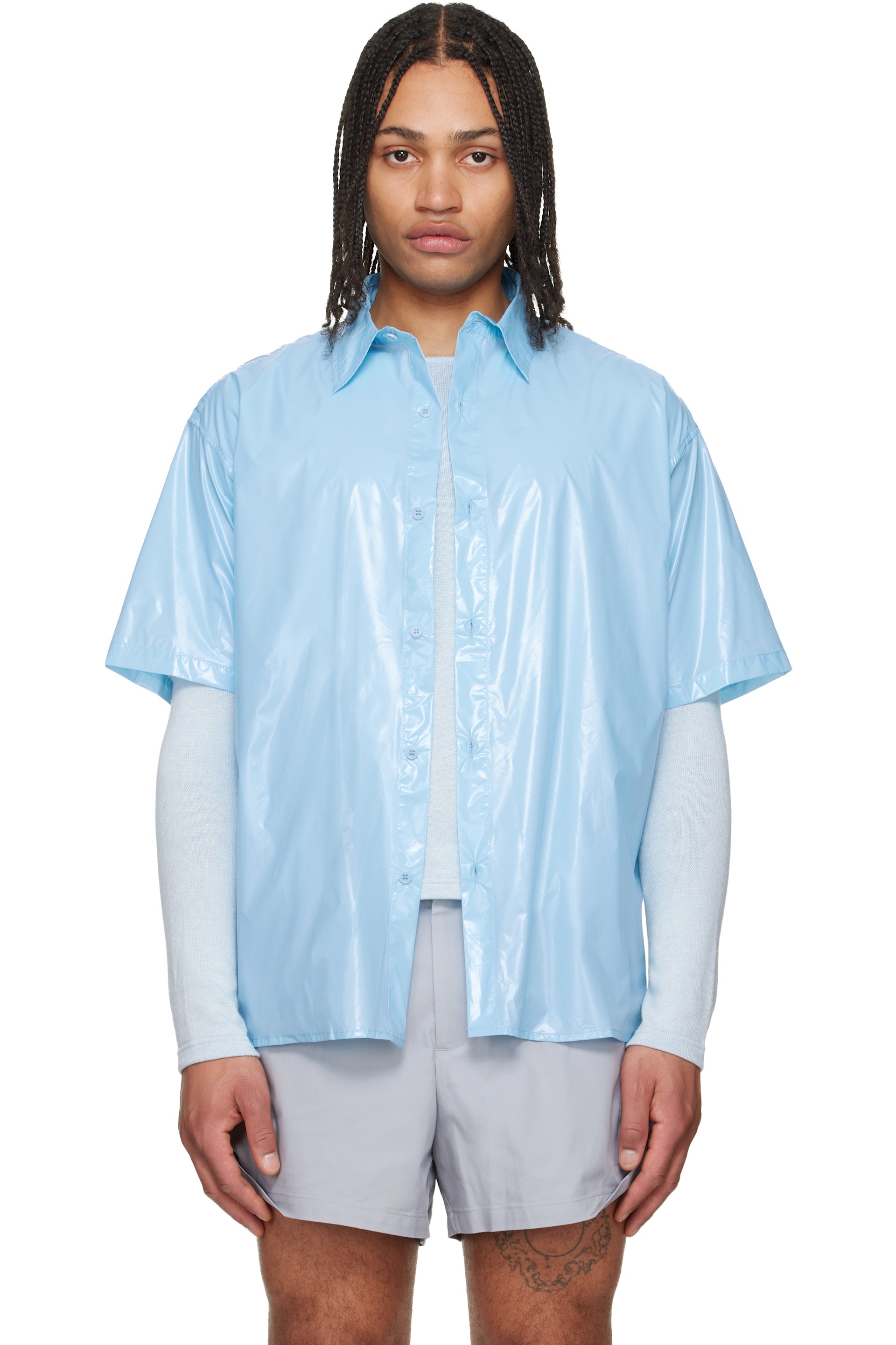 LII - Blue Gloss Short-Sleeve Shirt