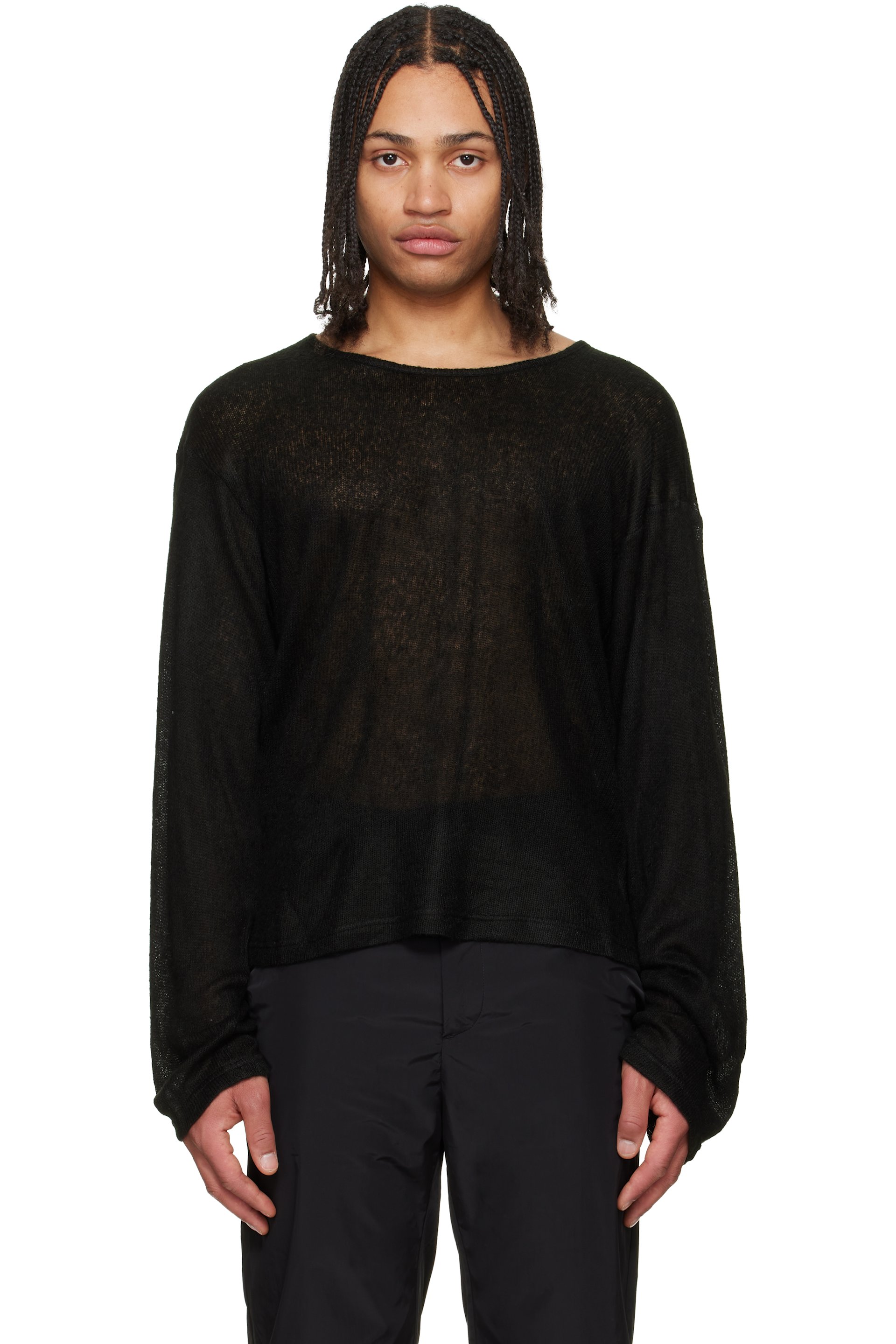 LII - Black Open-Knit Sweater