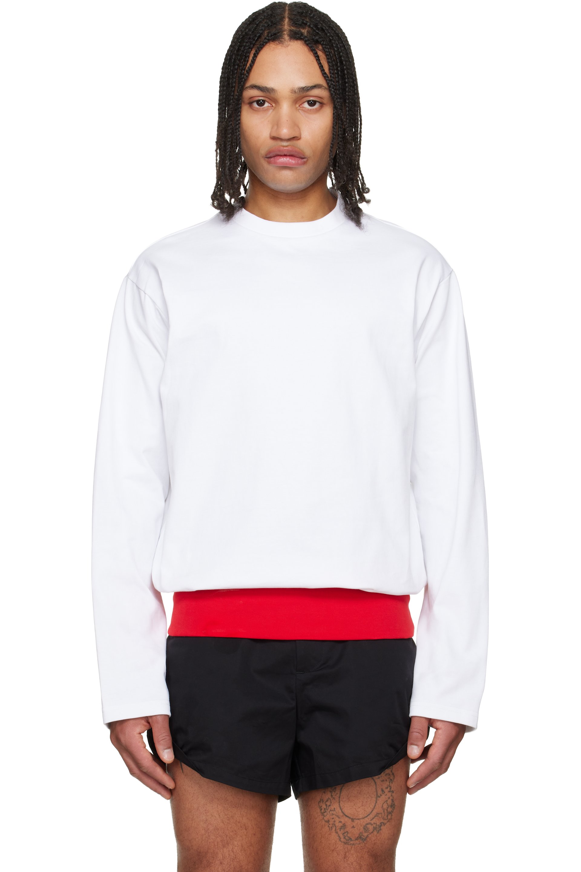 LII - T-shirt blanc à ourlet contrastant