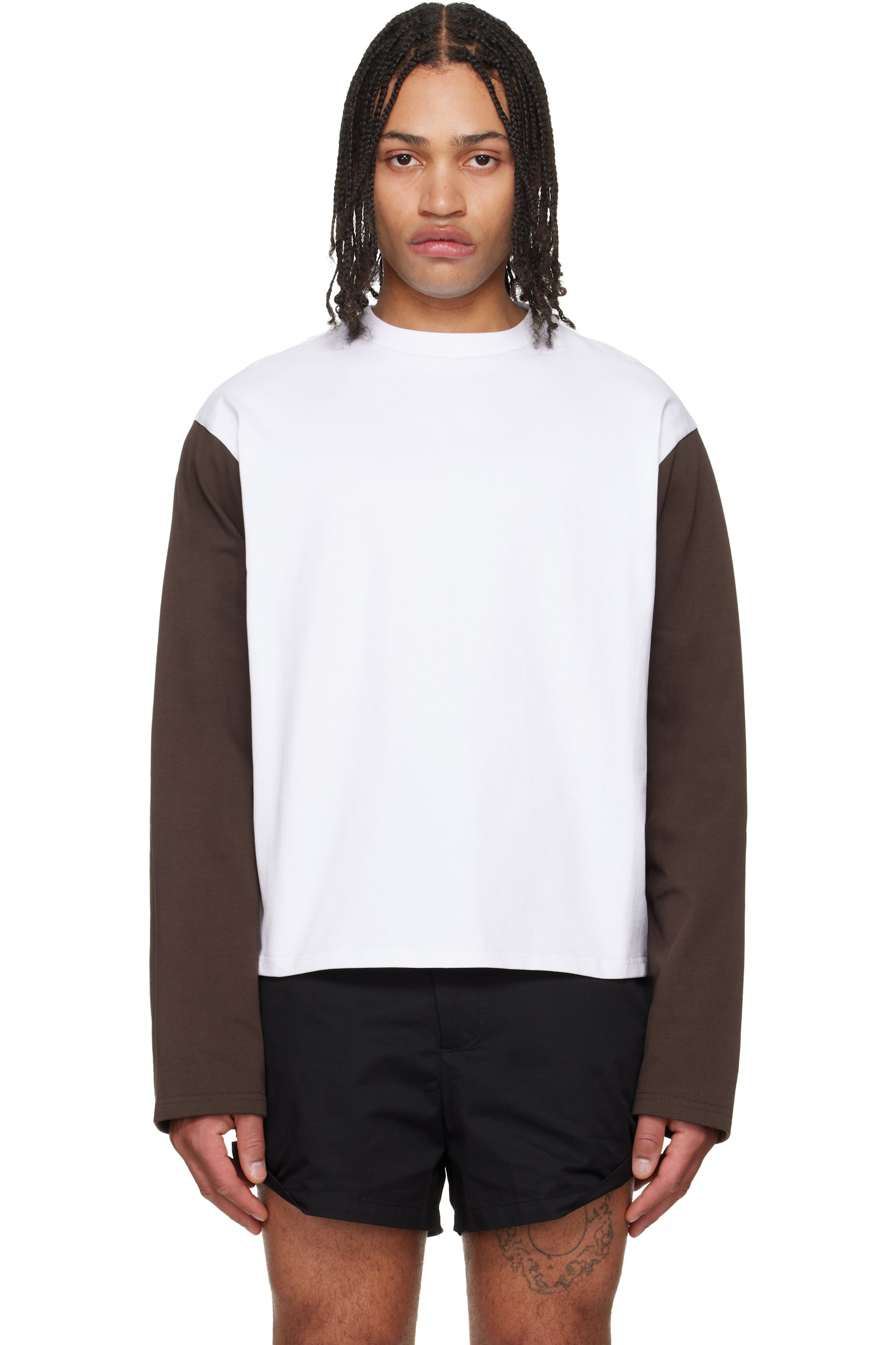 LII - White Contrast Long Sleeve T-shirt