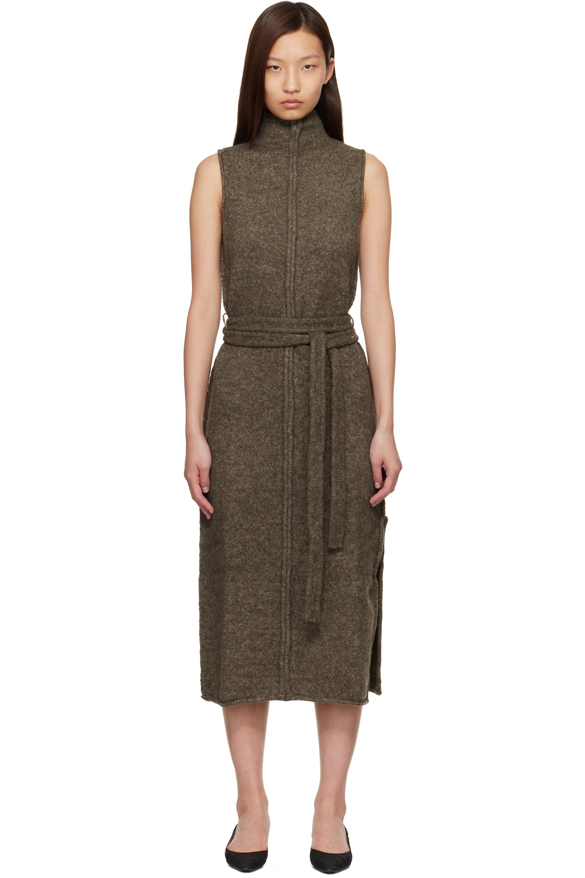Proenza Schouler - Robe midi Zola brune en tricot - White Label