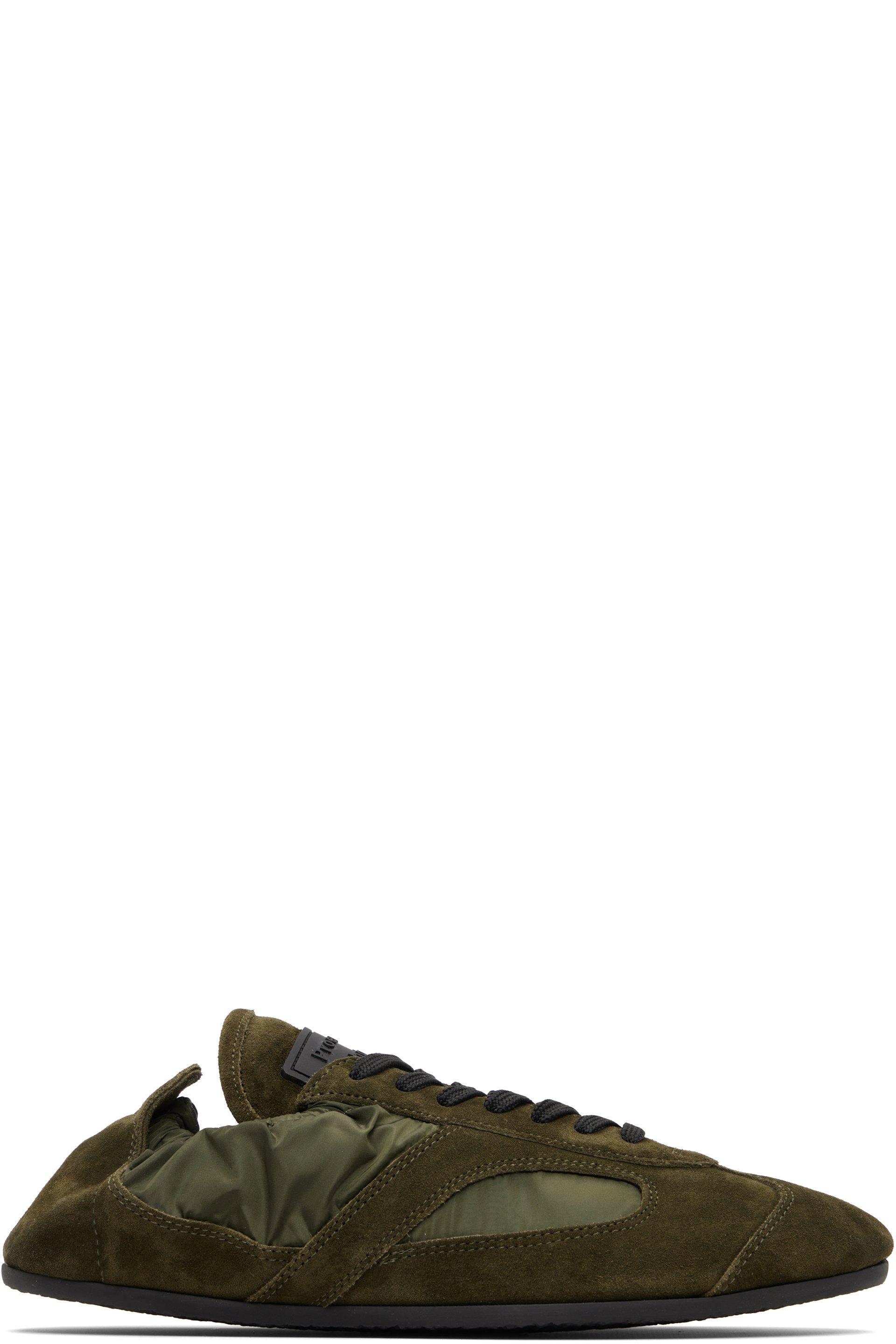 Proenza Schouler - Baskets de course kaki en suède de veau et en nylon