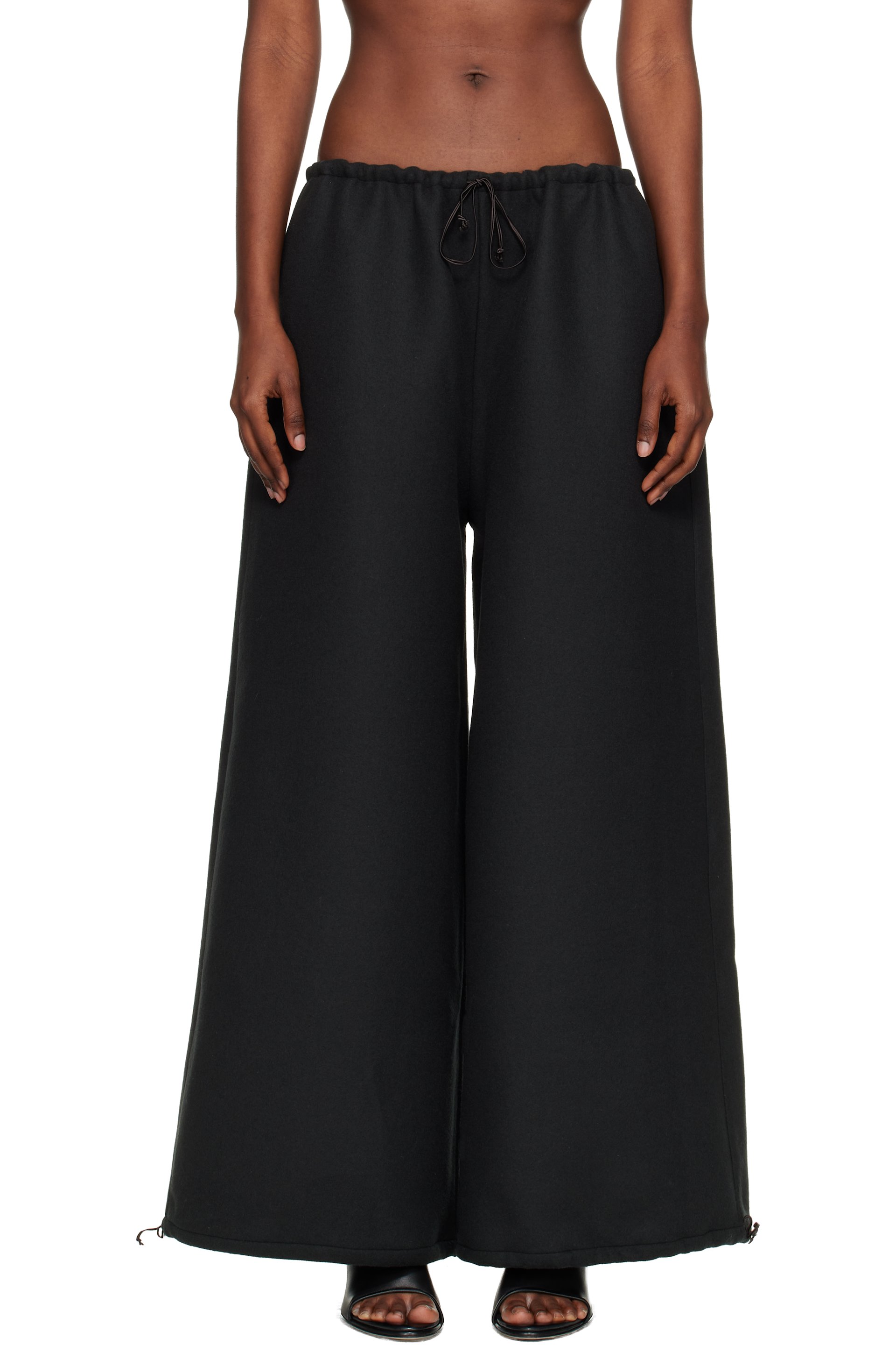 BAMBOU ROGER KWONG - Pantalon Drap gris en melton double face de laine