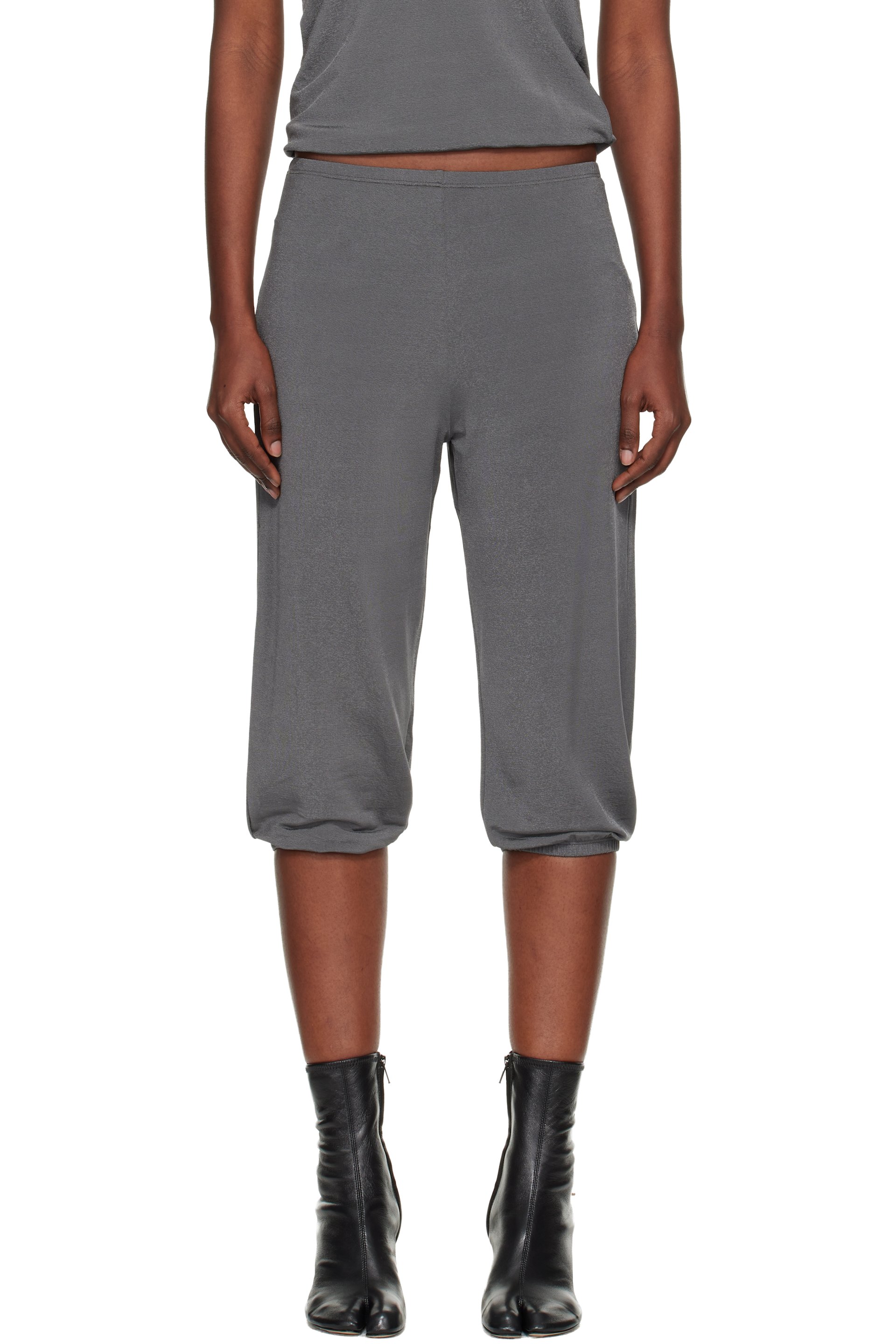 BAMBOU ROGER KWONG - Pantalon de détente Dance Corsaire gris en jersey crêpe lustré